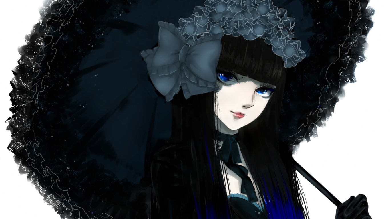 Woman in Black and White Dress. Wallpaper in 1366x768 Resolution