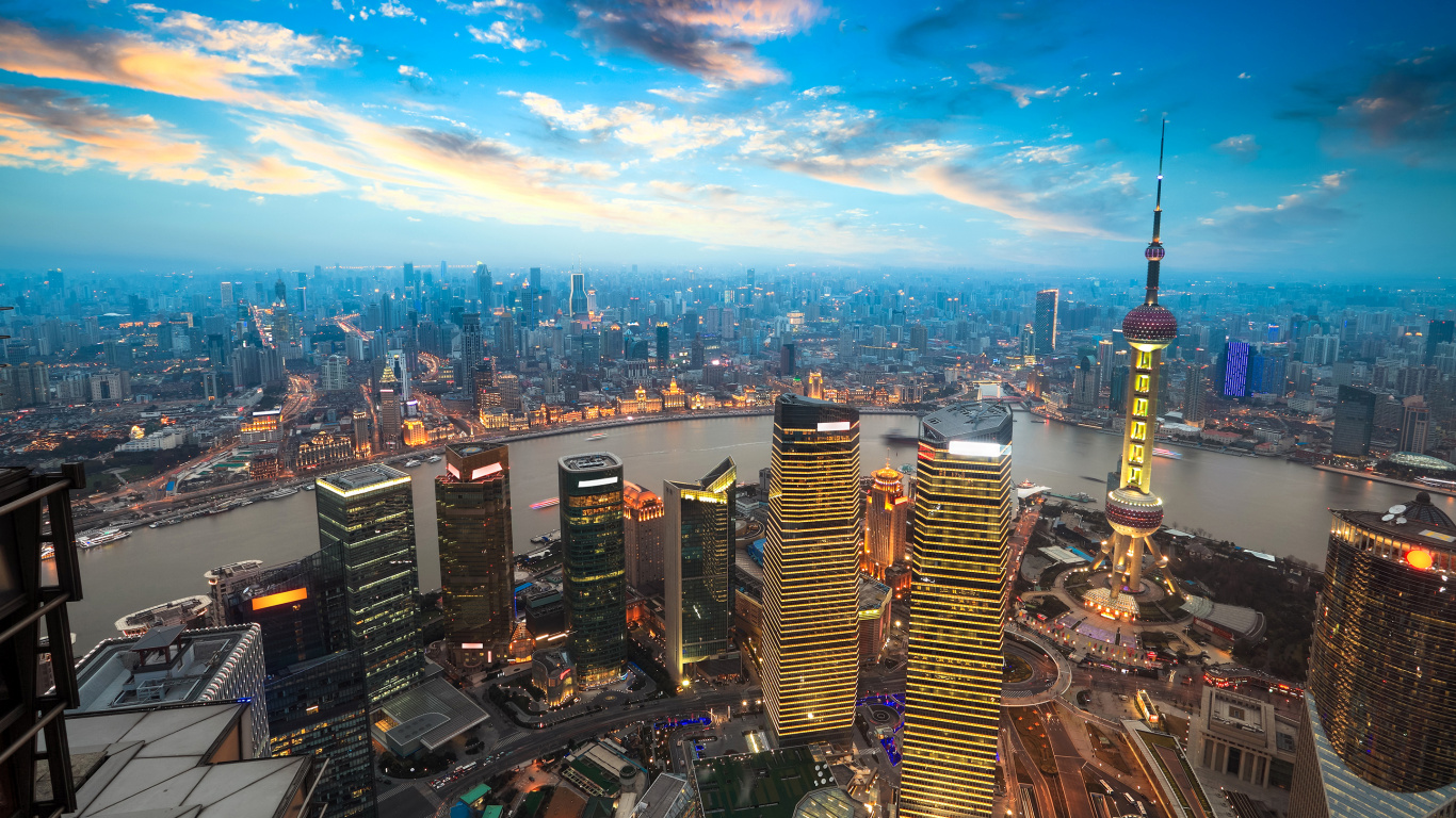 Aerial View of City Buildings During Daytime. Wallpaper in 1366x768 Resolution