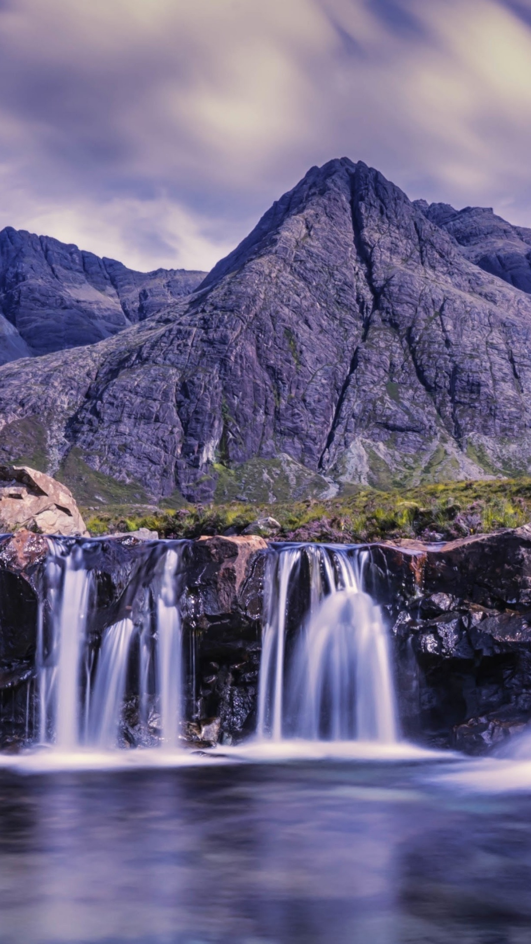 Waterfalls Near Mountain Under Cloudy Sky During Daytime. Wallpaper in 1080x1920 Resolution