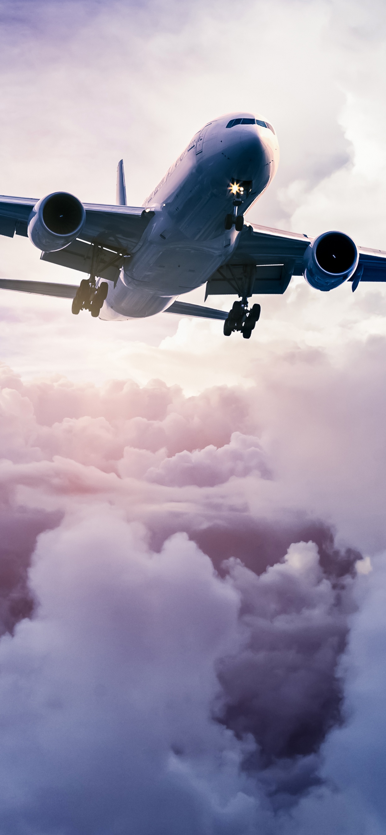 Avion Blanc et Bleu Volant Dans le Ciel. Wallpaper in 1242x2688 Resolution