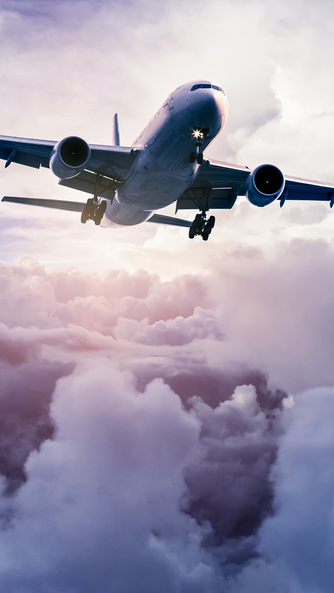 Avión Blanco y Azul Volando en el Cielo. Wallpaper in 1080x1920 Resolution