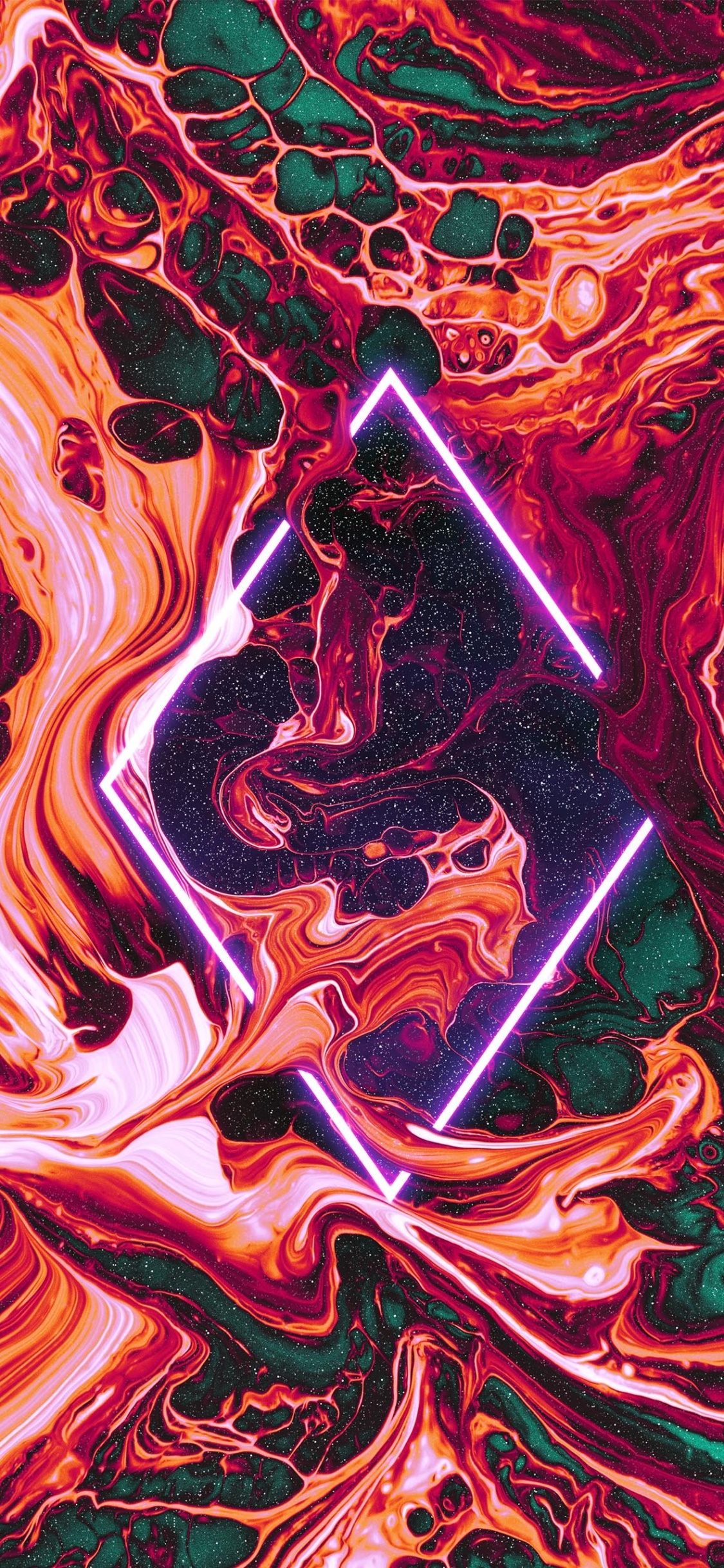 紫色的, 粉红色, 液体, 艺术, 红色的 壁纸 1125x2436 允许