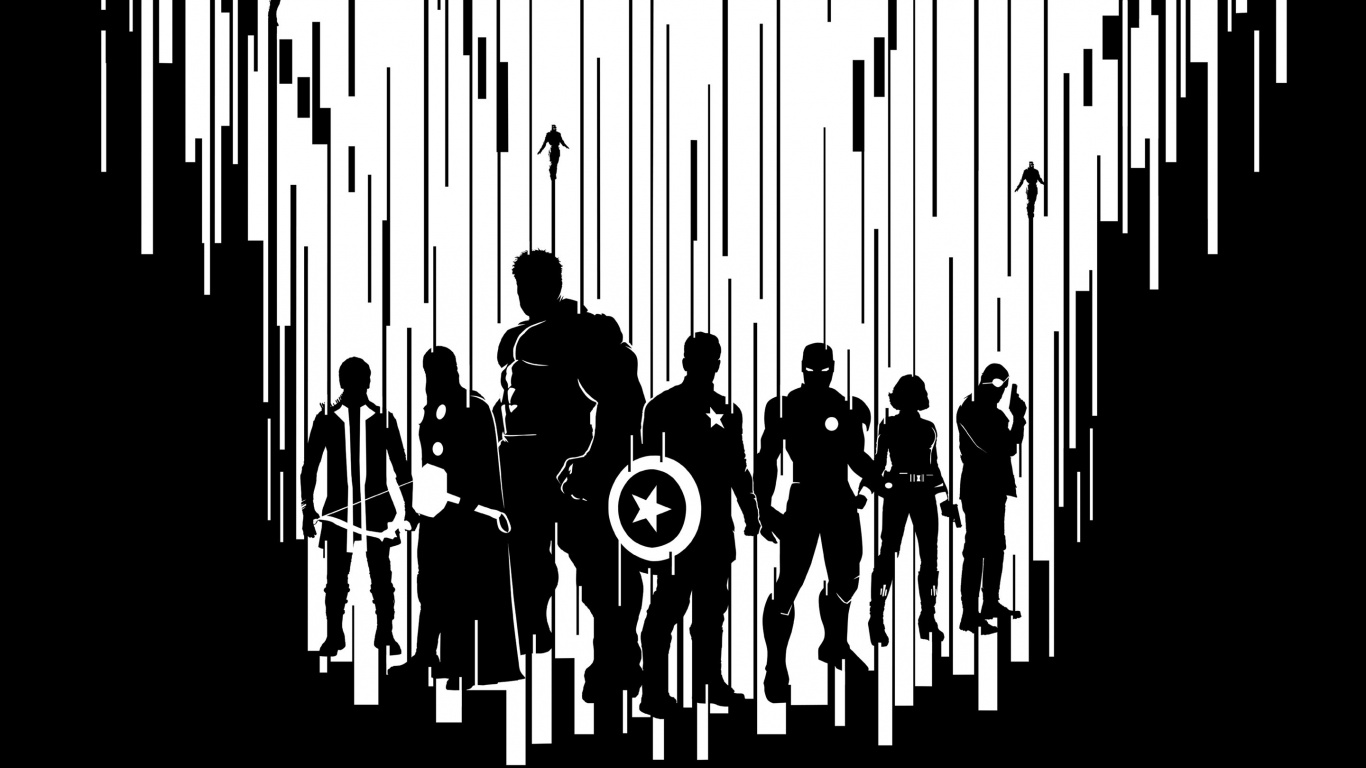 Silhouette de Personnes Debout Sur un Mur Blanc. Wallpaper in 1366x768 Resolution