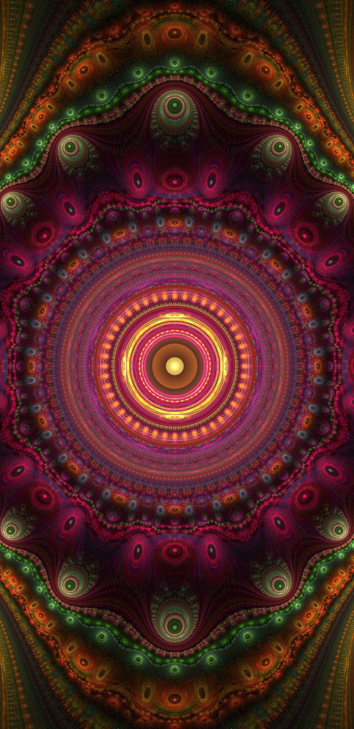 Rotes Und Grünes Florales Textil. Wallpaper in 1440x2960 Resolution