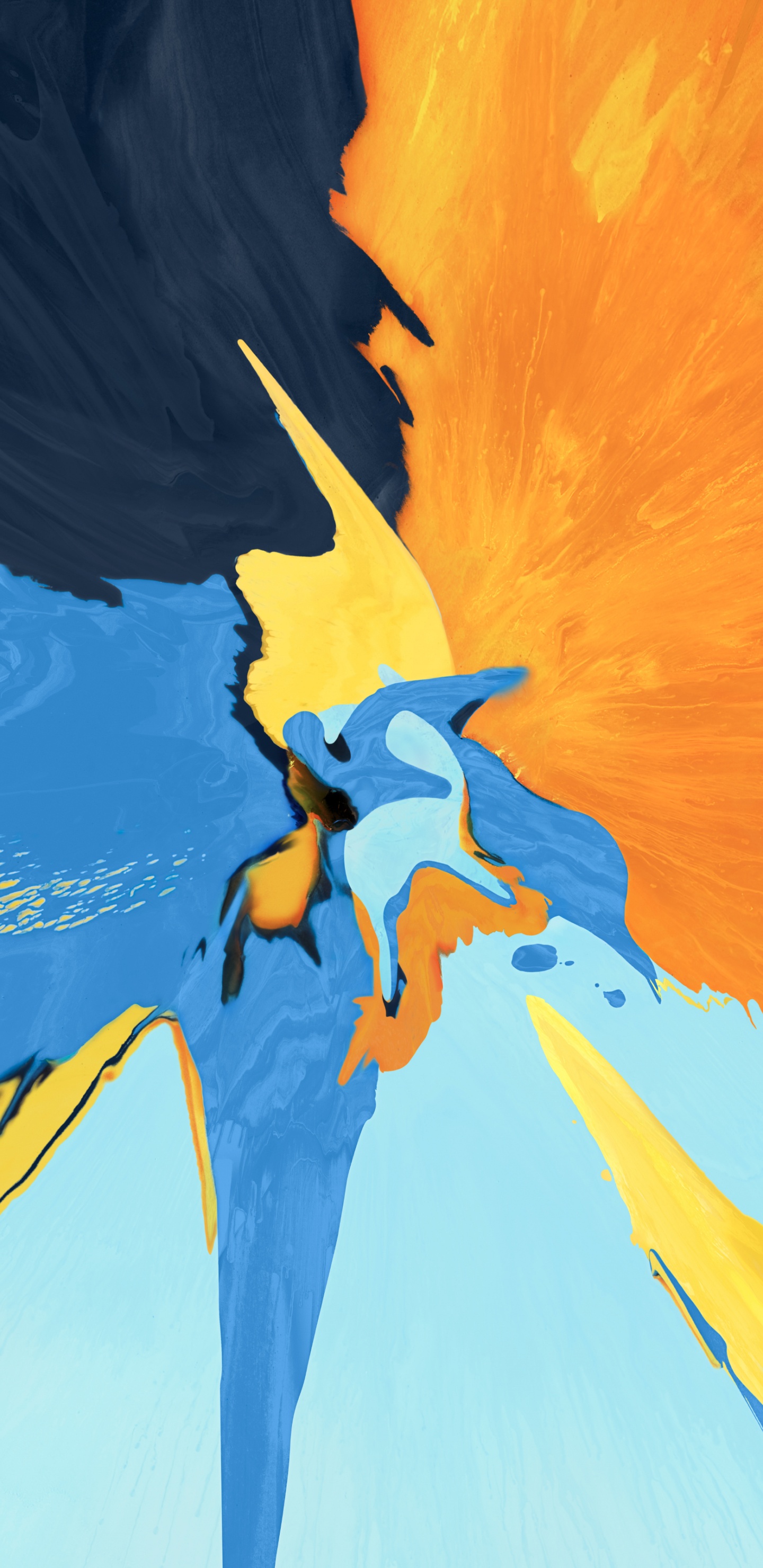 Blau-gelbe Und Schwarze Vogelmalerei. Wallpaper in 1440x2960 Resolution