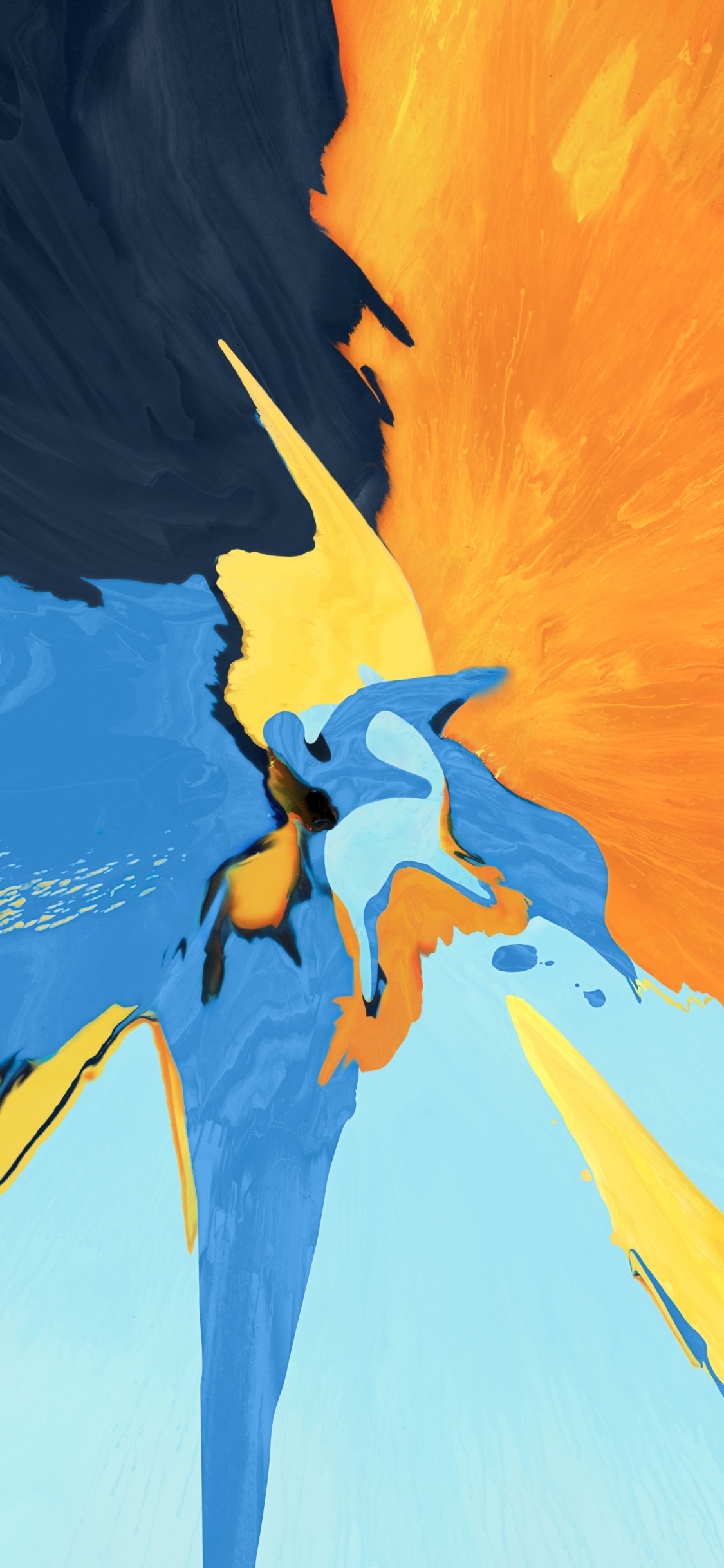 Peinture D'oiseau Bleu Jaune et Noir. Wallpaper in 1125x2436 Resolution