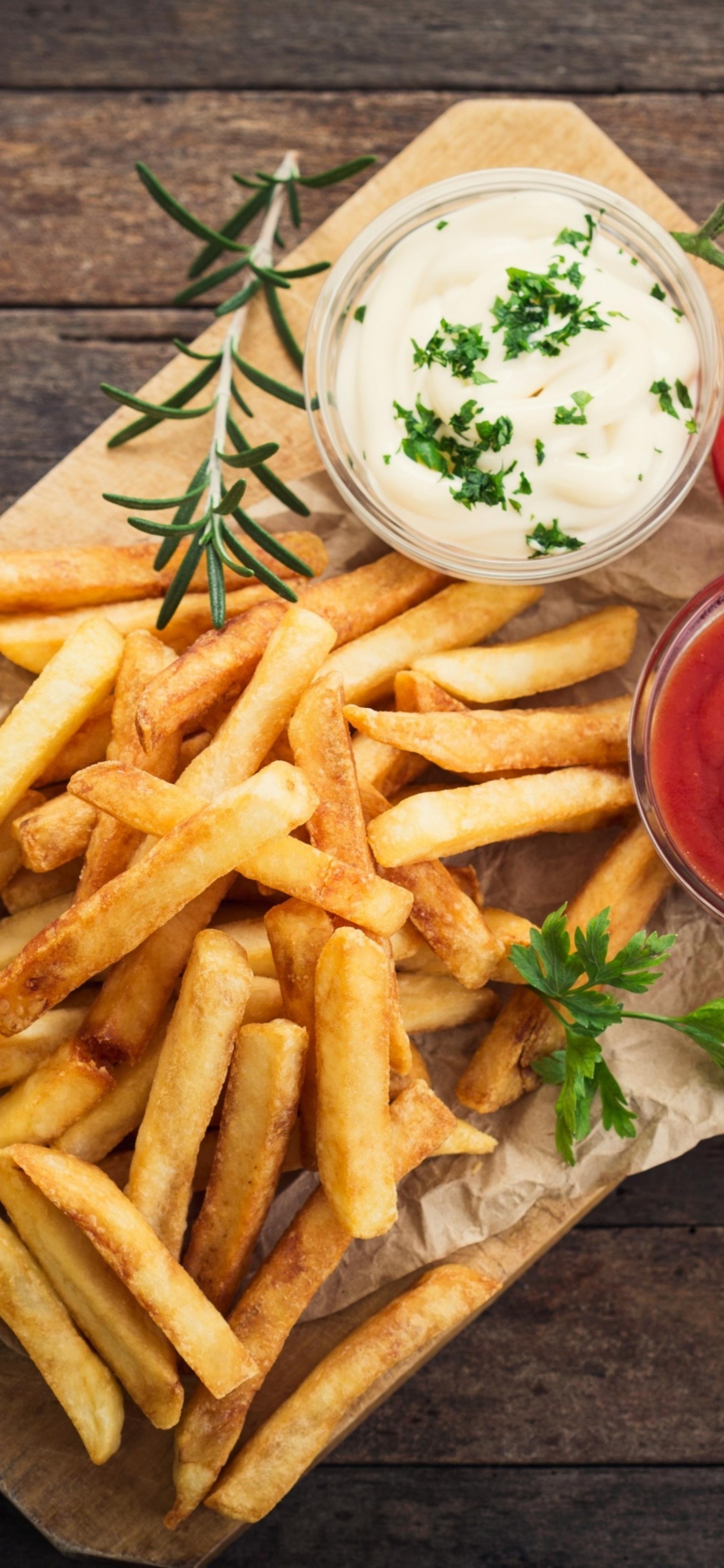 French Fries, Burger, French Fries Ketchup, Frying, Potato. Wallpaper in 1125x2436 Resolution