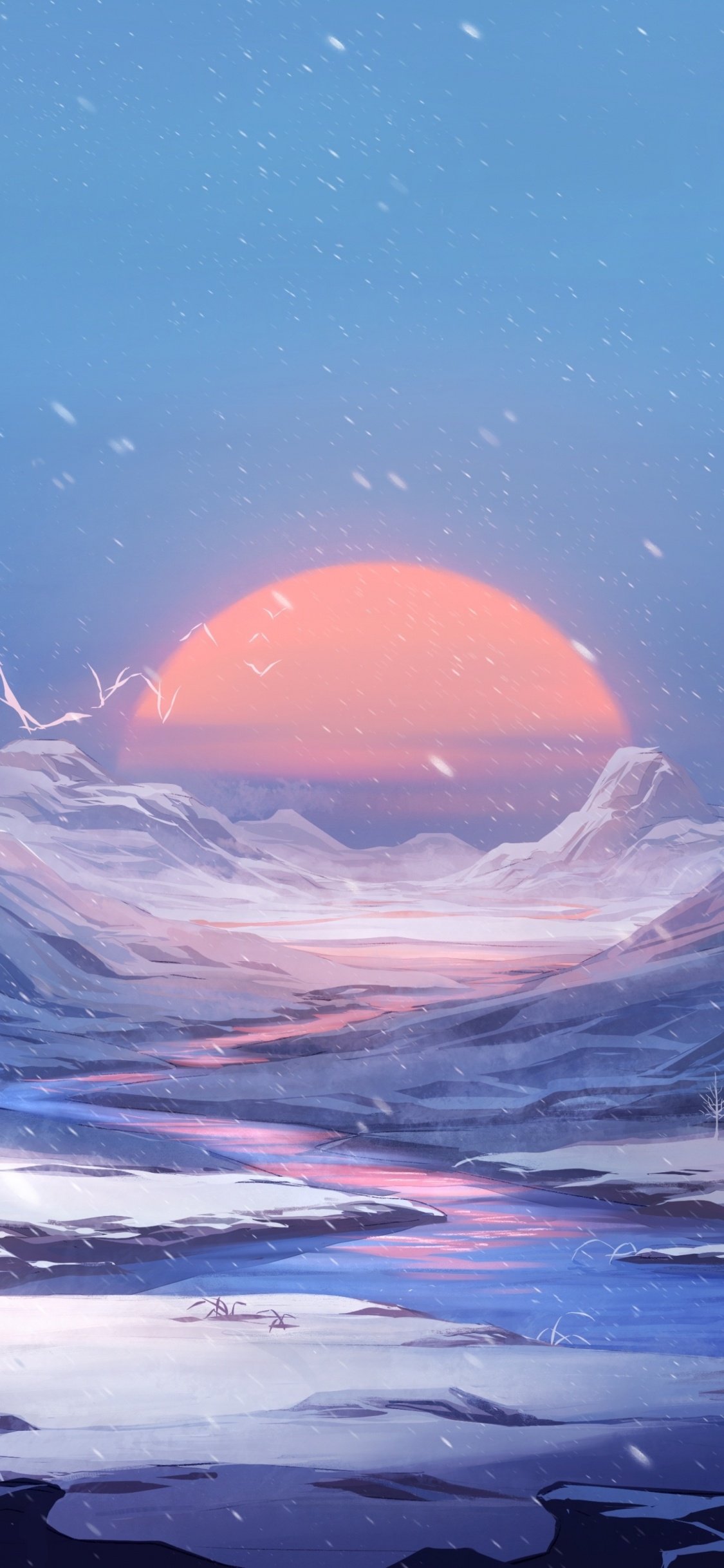 Anime, Tablet, Ambiente, Ecorregión, Afterglow. Wallpaper in 1125x2436 Resolution