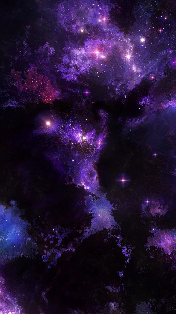 Illustration de Galaxie Violette et Noire. Wallpaper in 750x1334 Resolution