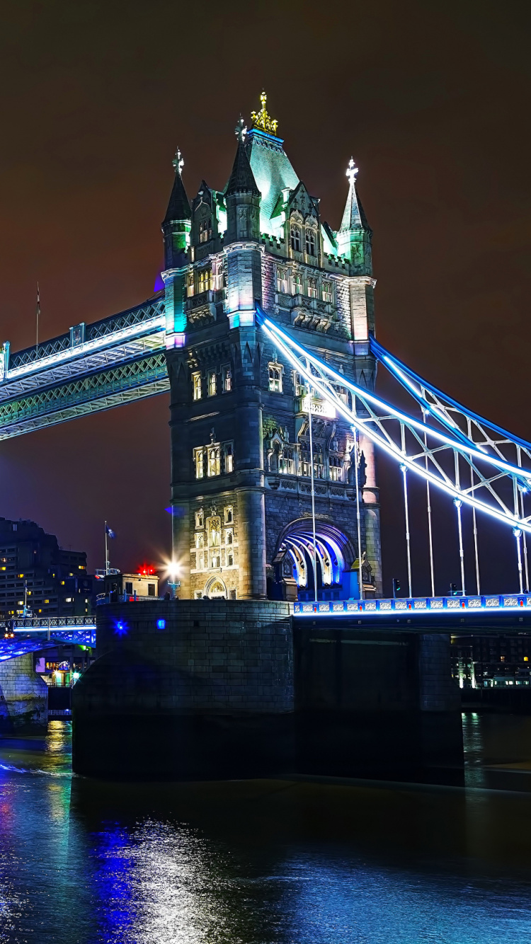 Bridge Over Water During Night Time. Wallpaper in 750x1334 Resolution
