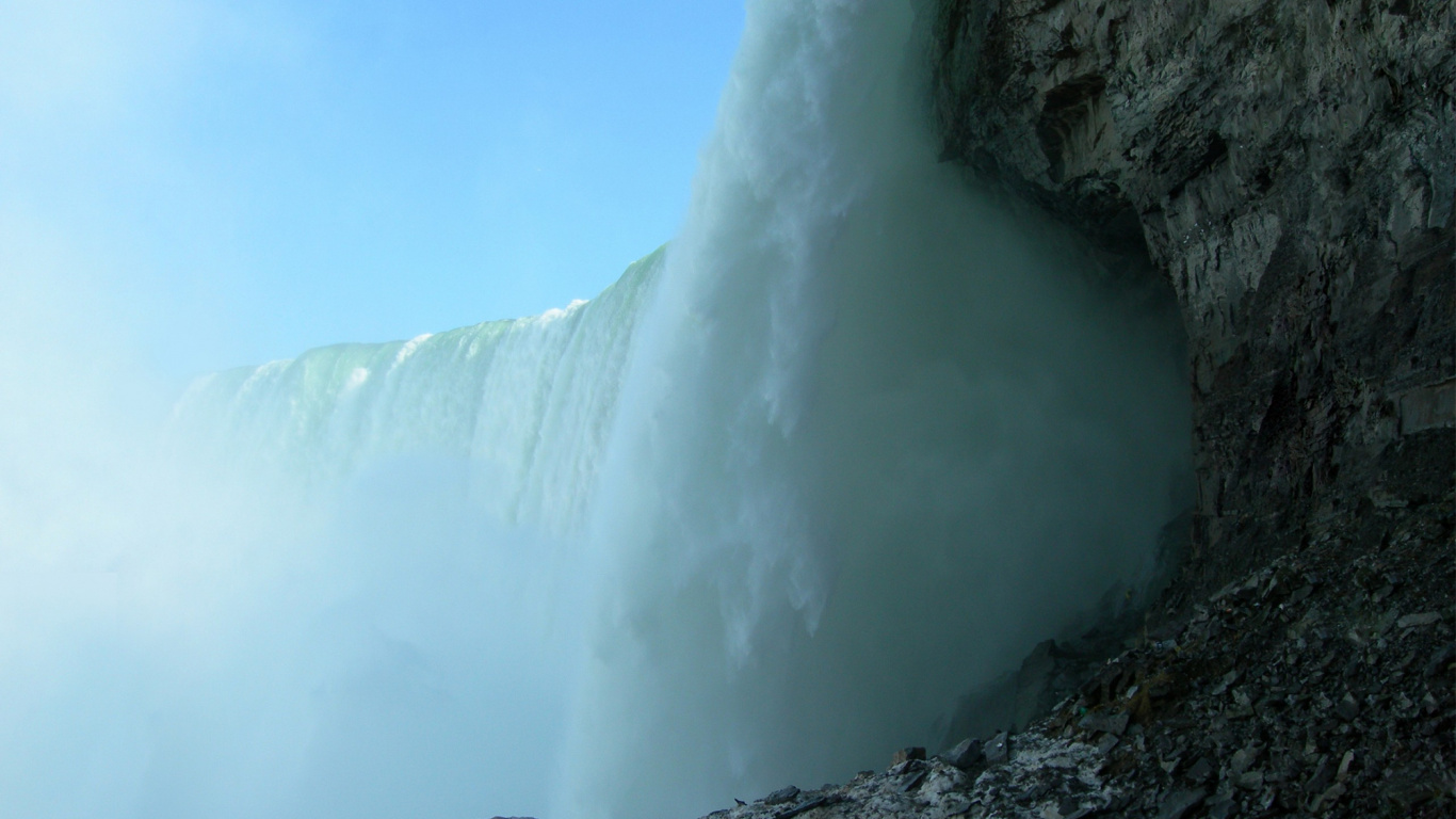 Waterfalls Under Blue Sky During Daytime. Wallpaper in 1366x768 Resolution