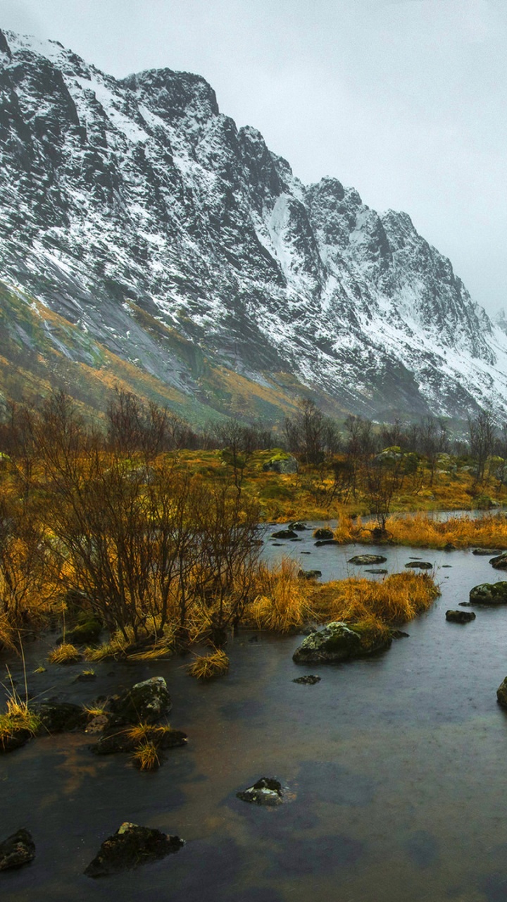 Gray and Green Mountain Near Body of Water During Daytime. Wallpaper in 720x1280 Resolution