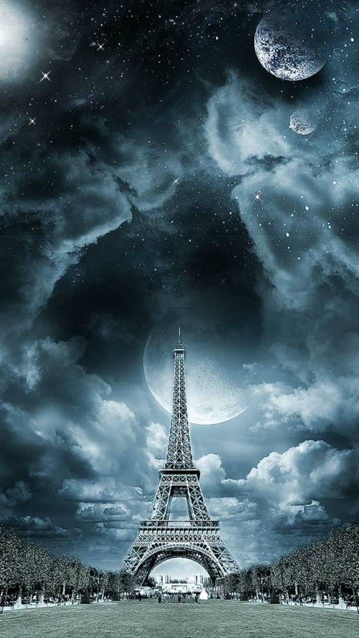 Champ de Mars, Eiffel Tower, Picsart, Cloud, Atmosphere. Wallpaper in 720x1280 Resolution