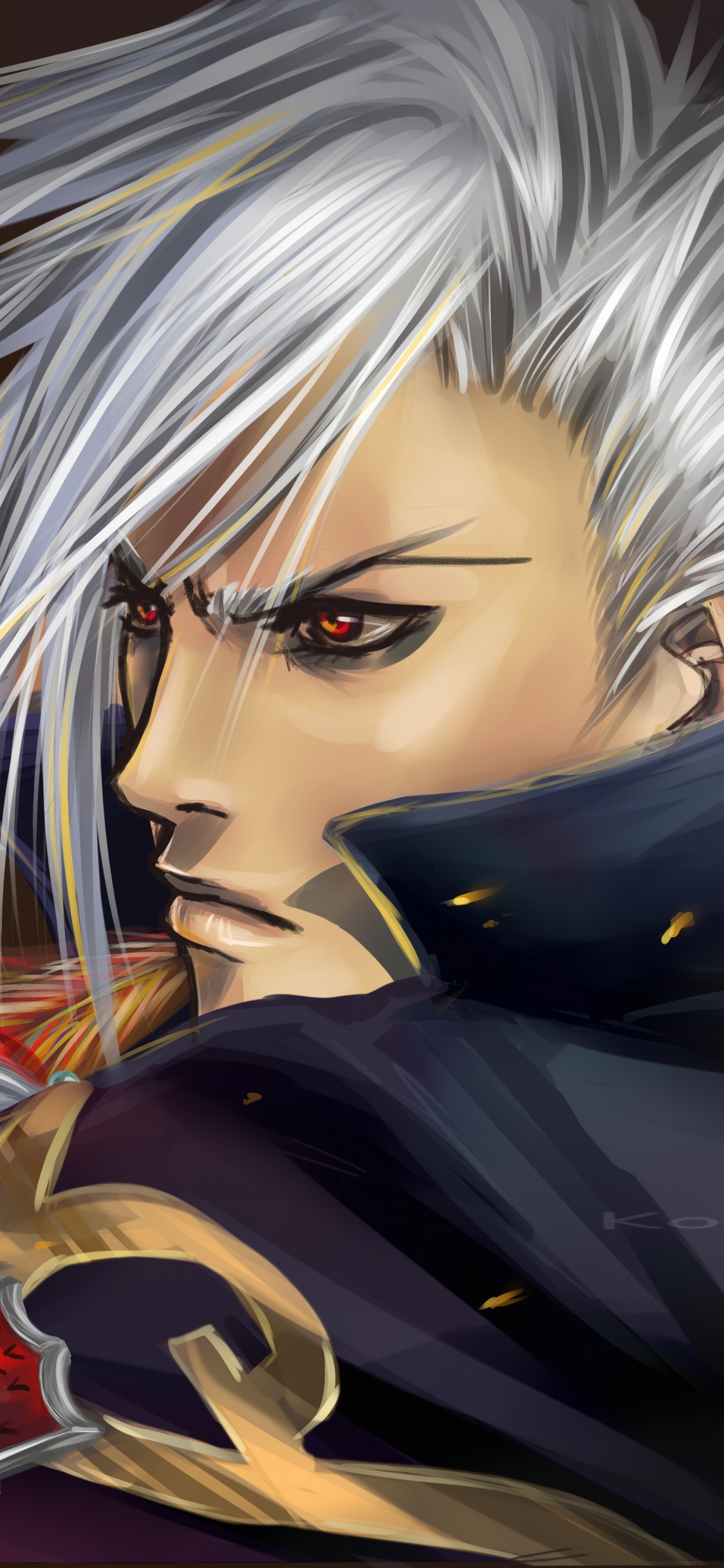 Mujer en Vestido Negro y Rojo Personaje de Anime. Wallpaper in 1125x2436 Resolution