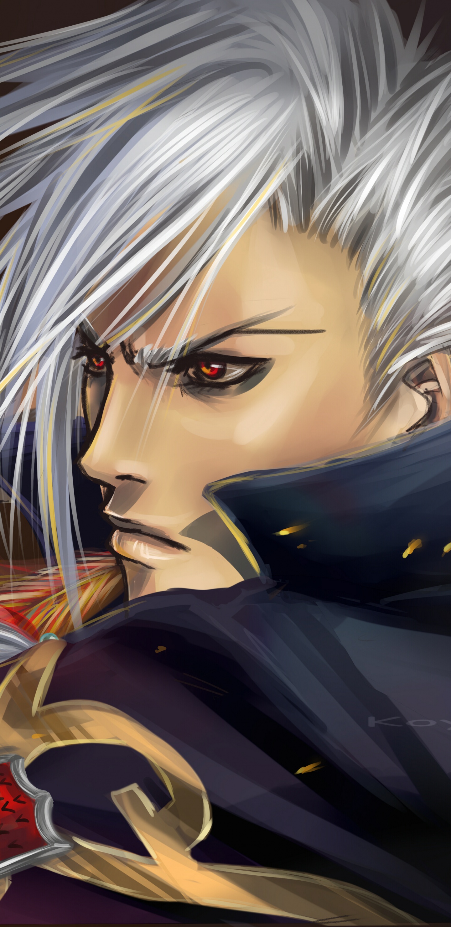 Woman in Black and Red Dress Anime Character. Wallpaper in 1440x2960 Resolution