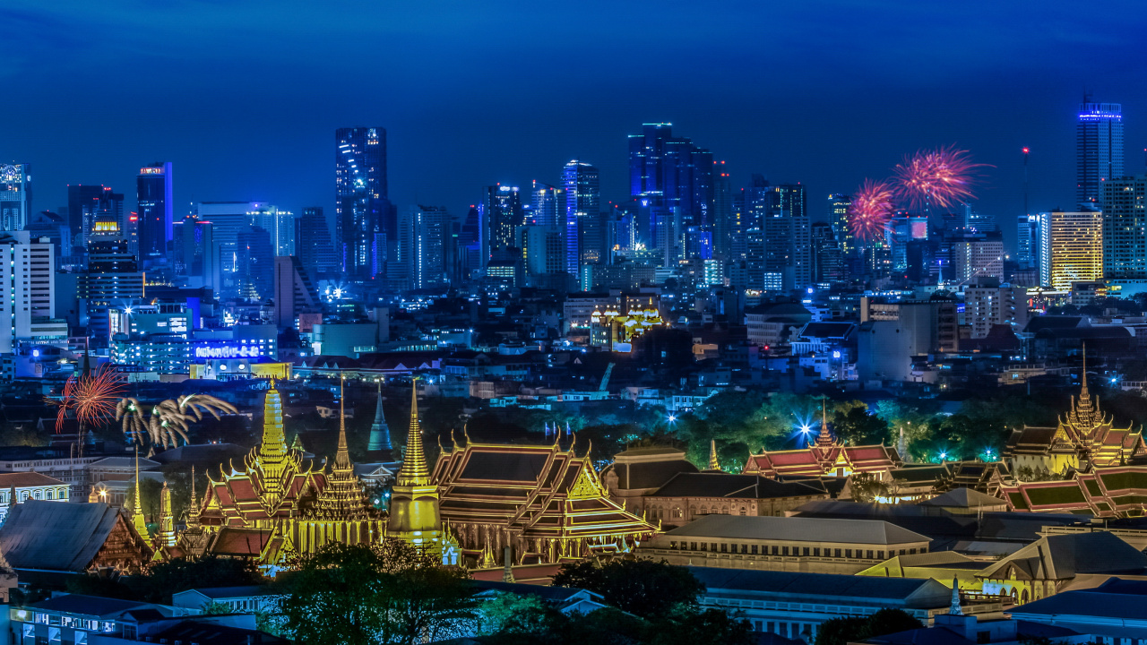 High Rise Buildings During Night Time. Wallpaper in 1280x720 Resolution