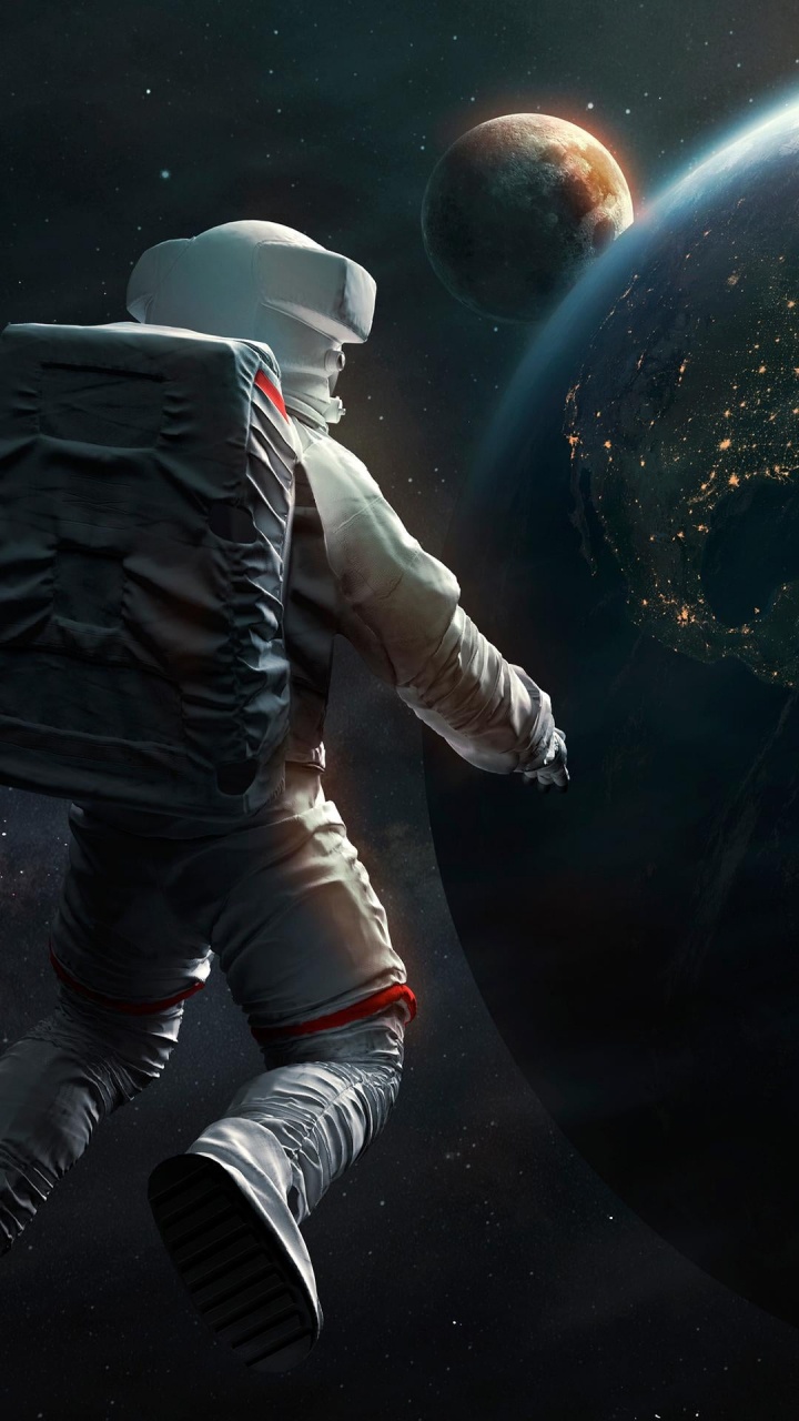 Astronaut Auf Planeten, Erde, Astronaut, Planet, Raum. Wallpaper in 720x1280 Resolution