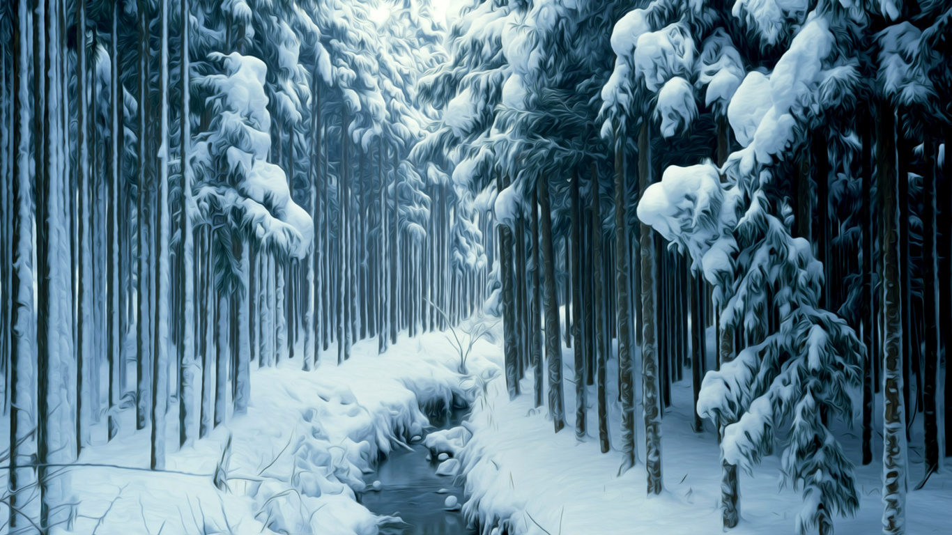 Árboles Cubiertos de Nieve Durante el Día. Wallpaper in 1366x768 Resolution