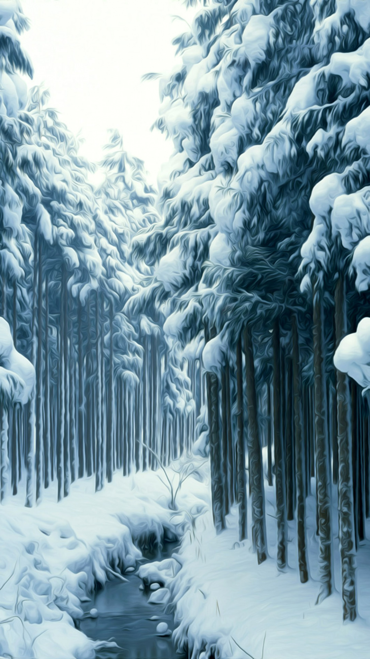 Schneebedeckte Bäume Tagsüber. Wallpaper in 750x1334 Resolution