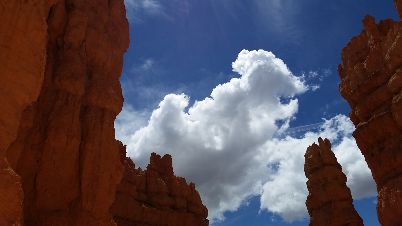 Brown Rock Formation Under Blue Sky and White Clouds During Daytime. Wallpaper in 1280x720 Resolution