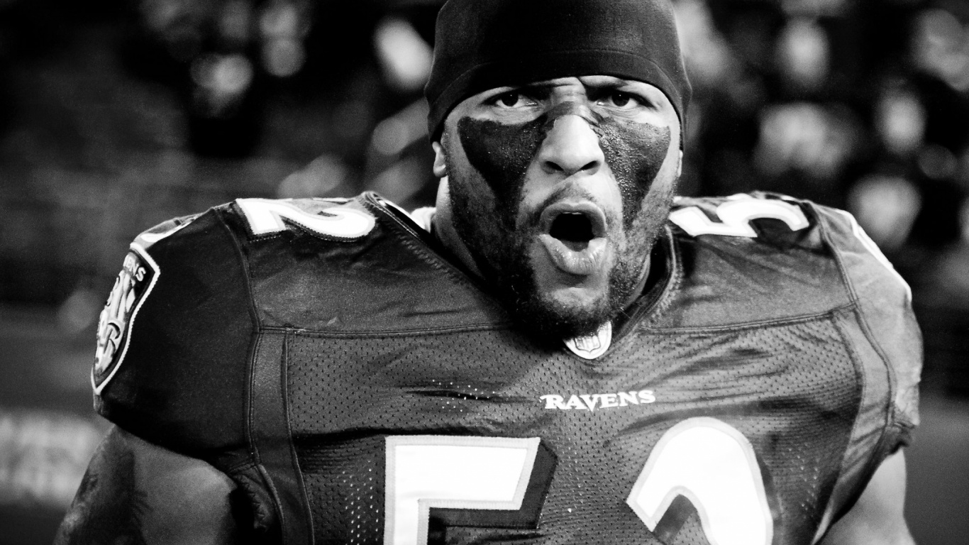 Grayscale Photo of Man in Black and White Jersey Shirt. Wallpaper in 1366x768 Resolution