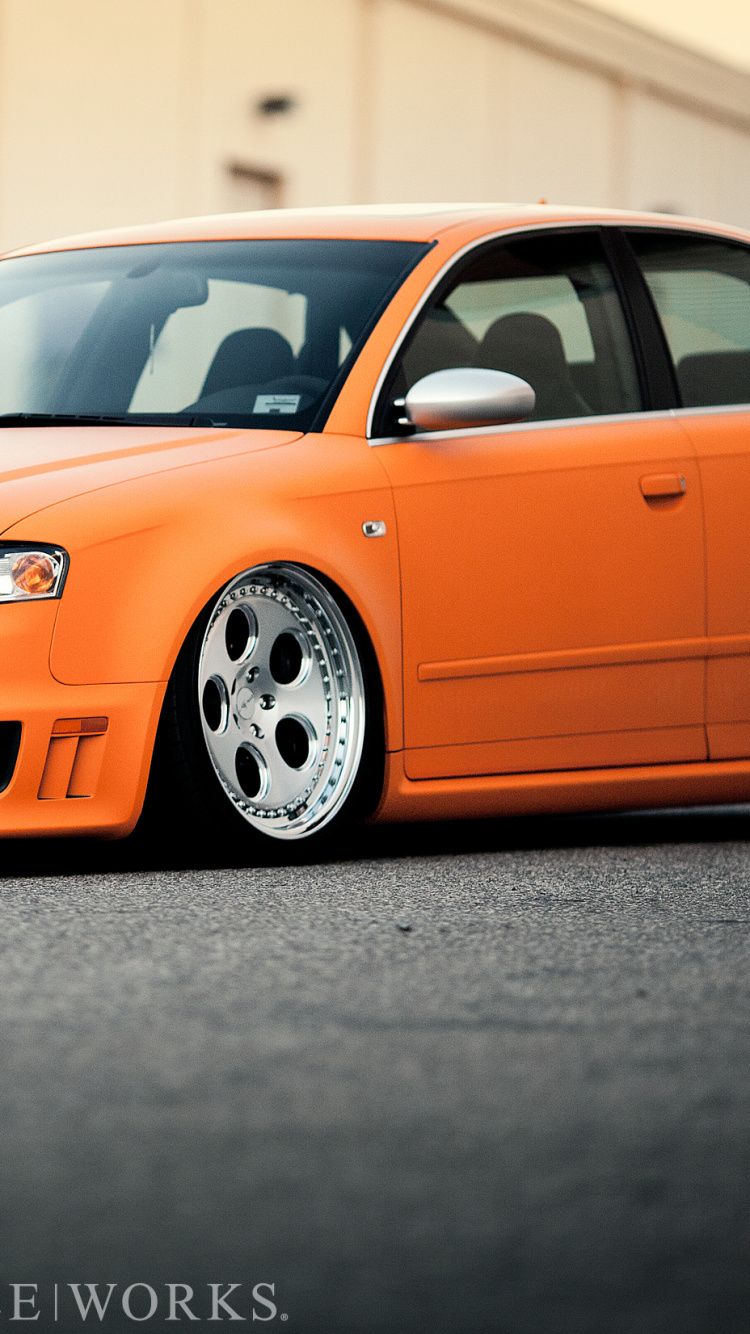 Naranja Audi a 4 Sedan. Wallpaper in 750x1334 Resolution