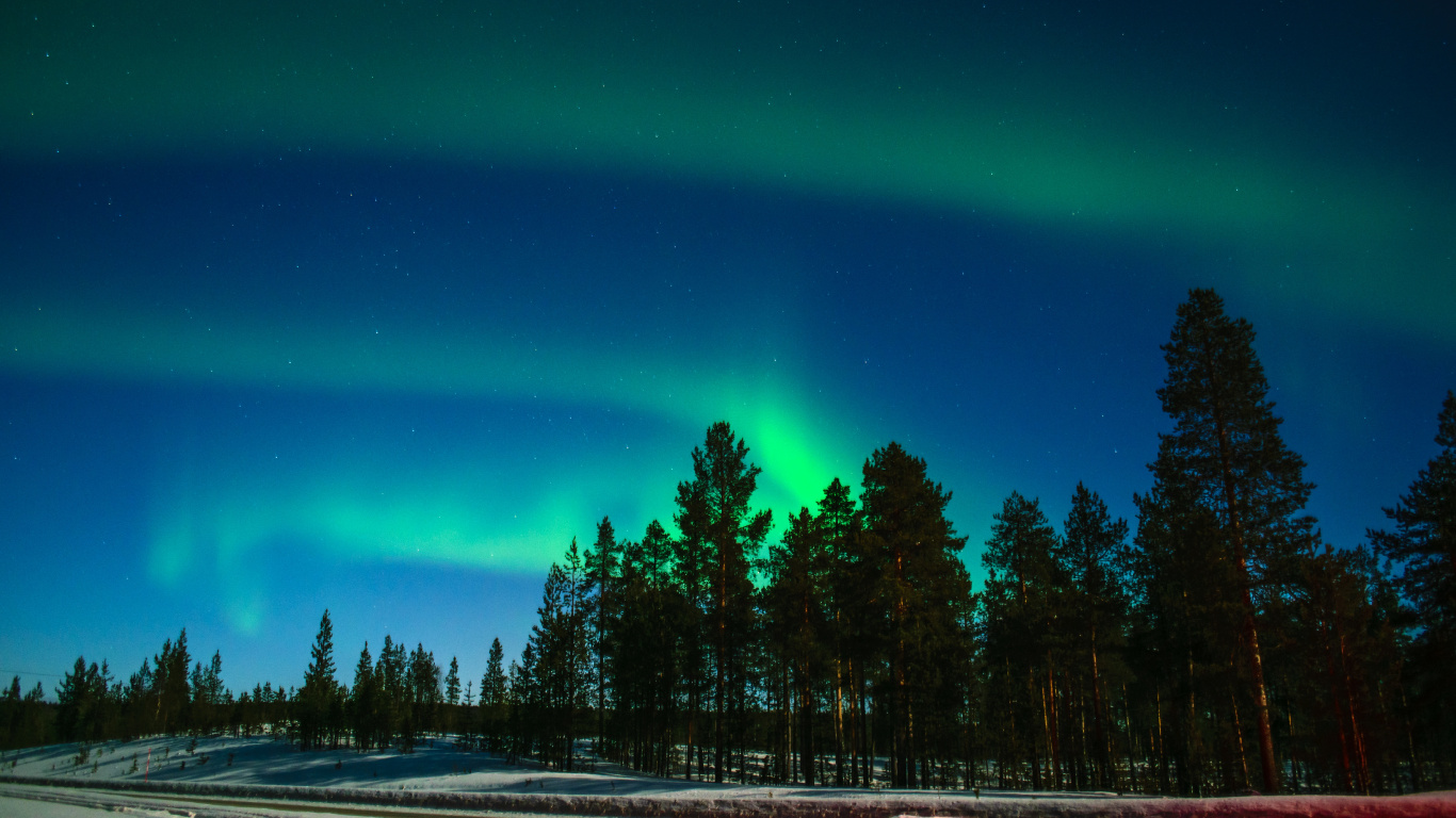 Rovaniemi, Aurora, Nature, Green, Paysage Naturel. Wallpaper in 1366x768 Resolution