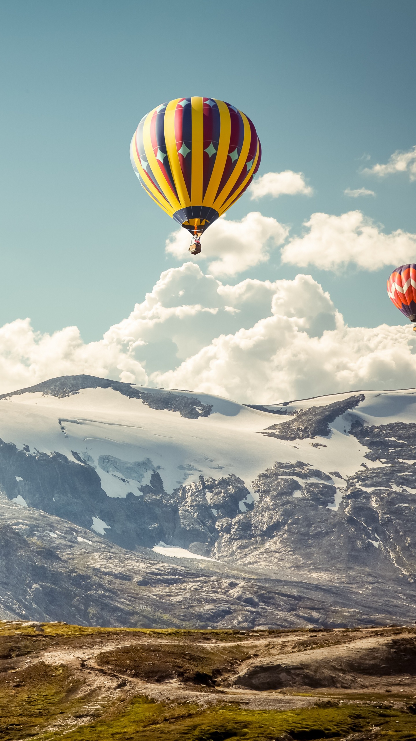 热气球, 山脉, 极限运动, 气囊, 旅游业 壁纸 1440x2560 允许