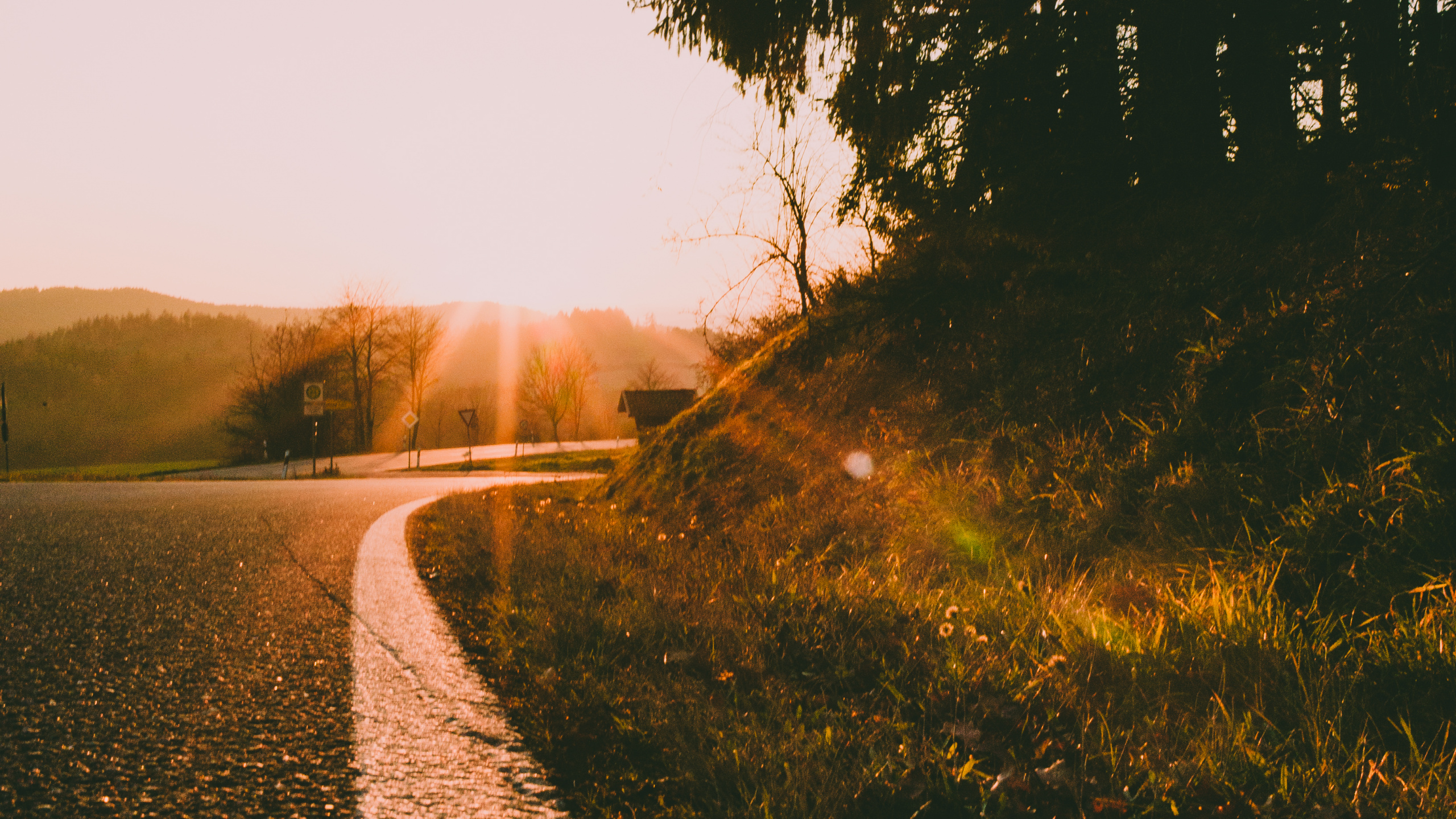 Route, Matin, Lever, Nature, Ciel. Wallpaper in 2560x1440 Resolution