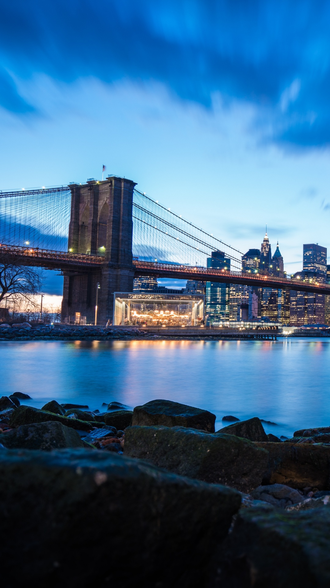 Bridge Over Water Near City Buildings During Night Time. Wallpaper in 1080x1920 Resolution