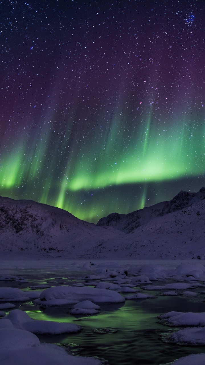 Luces de la Aurora Verde y Negra. Wallpaper in 720x1280 Resolution