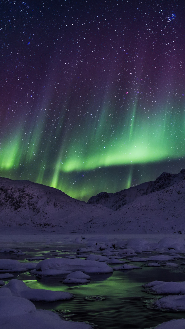 Luces de la Aurora Verde y Negra. Wallpaper in 750x1334 Resolution