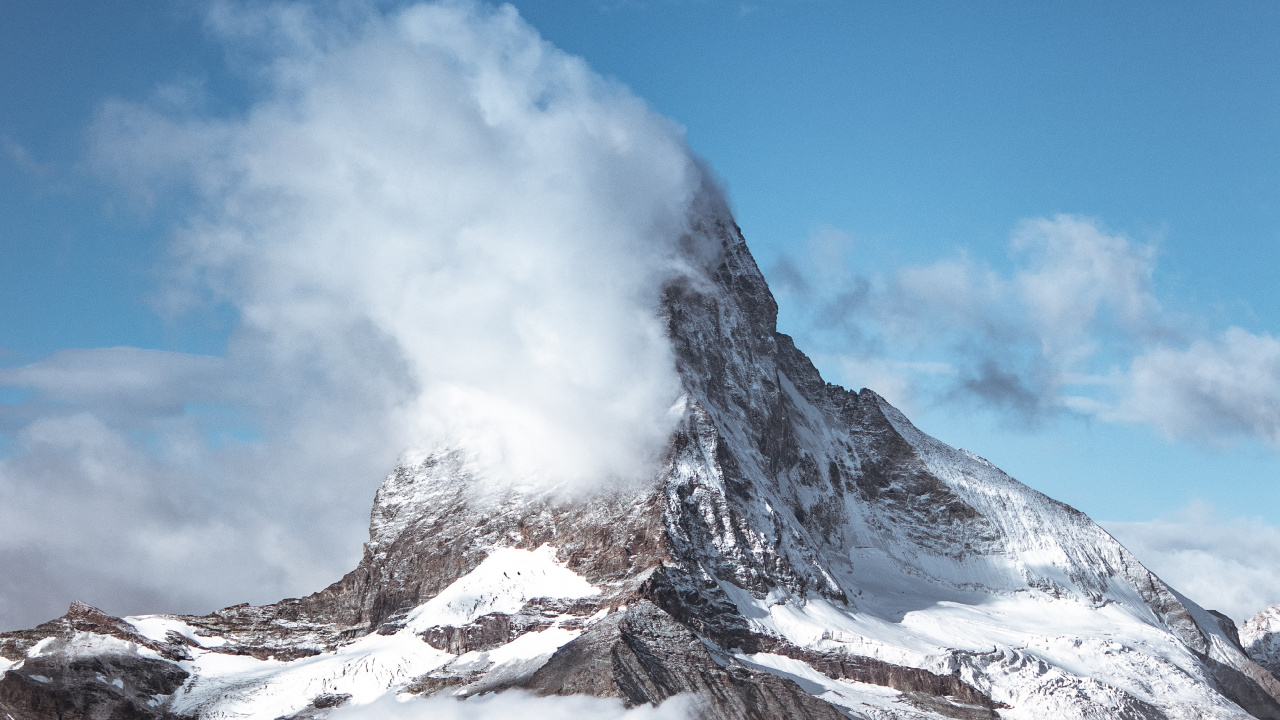 Bergkette, Schnee, Bergigen Landschaftsformen, Gletscher-landform, Cloud. Wallpaper in 1280x720 Resolution