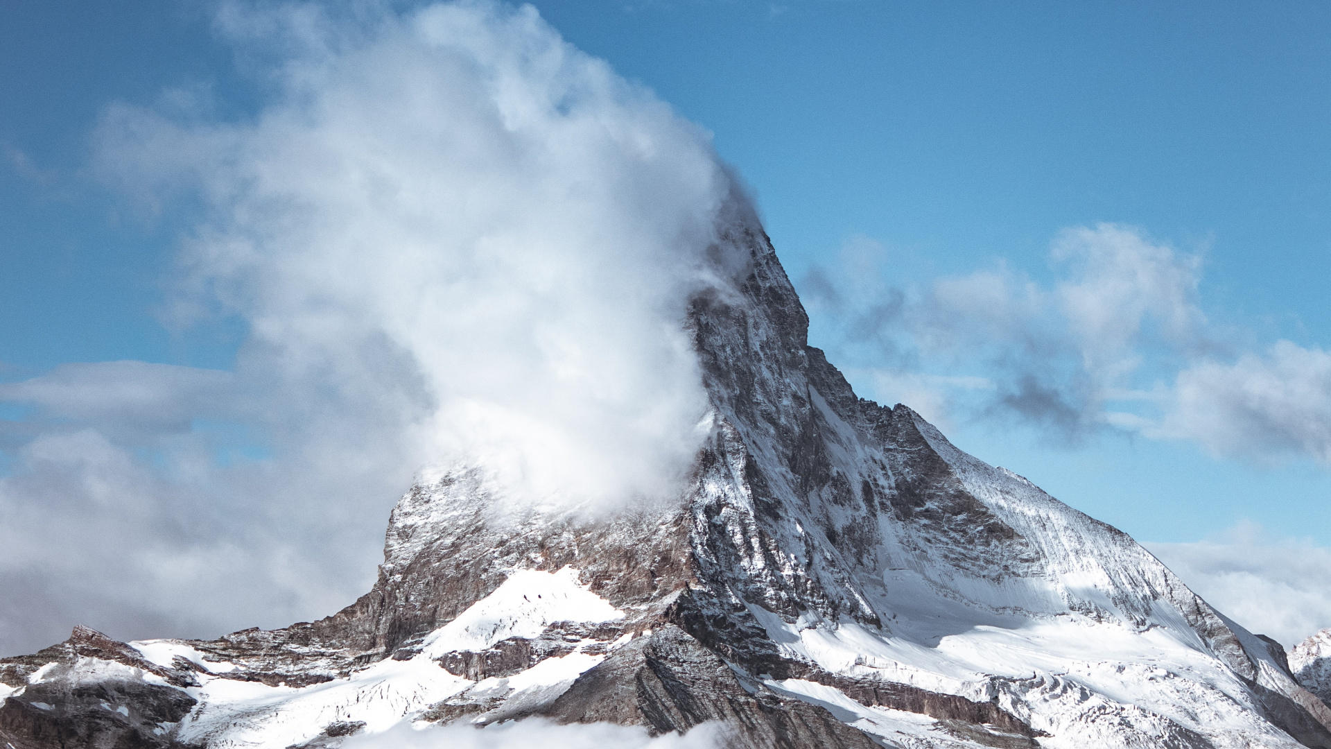 Bergkette, Schnee, Bergigen Landschaftsformen, Gletscher-landform, Cloud. Wallpaper in 1920x1080 Resolution