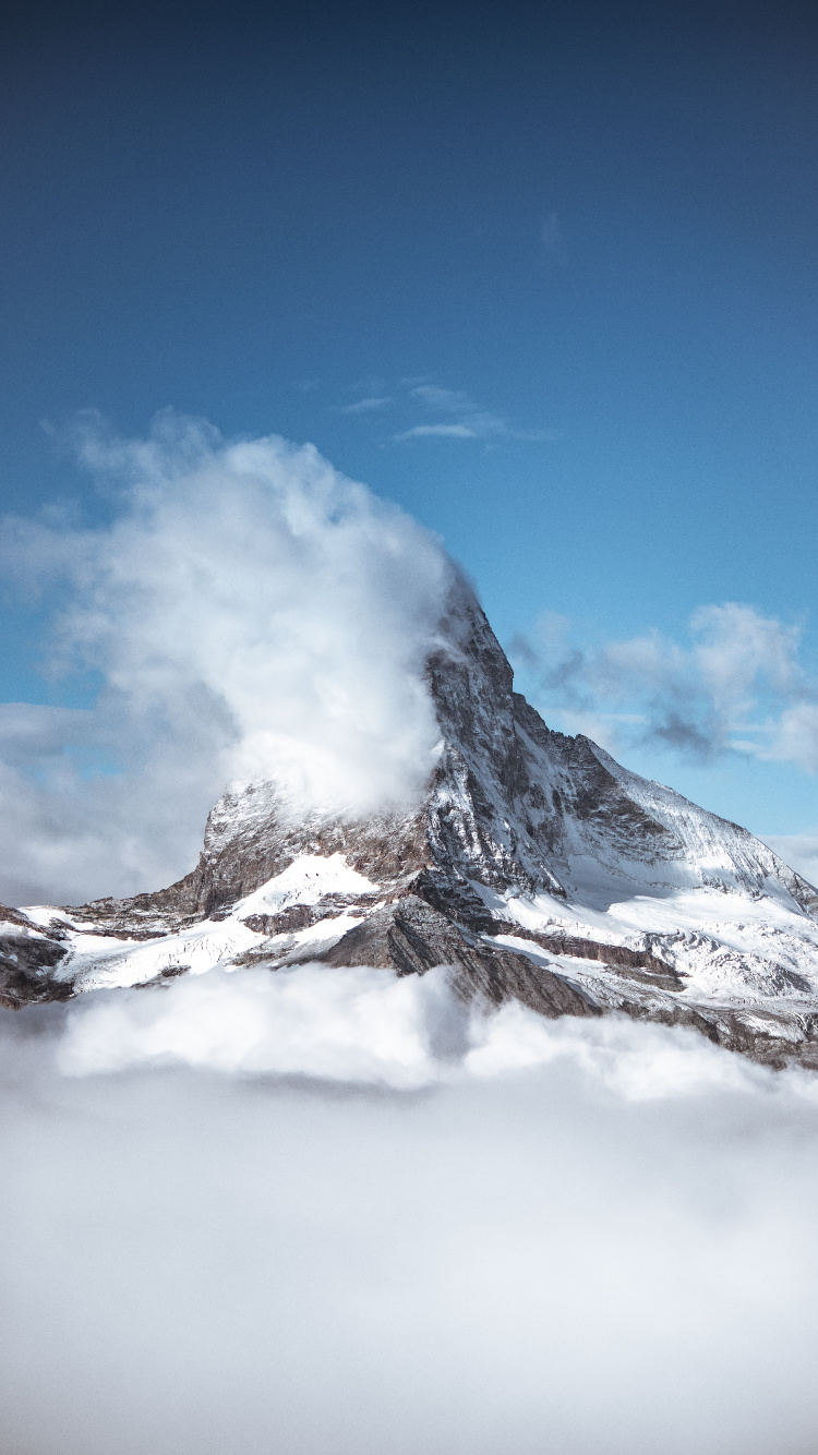 Bergkette, Schnee, Bergigen Landschaftsformen, Gletscher-landform, Cloud. Wallpaper in 750x1334 Resolution