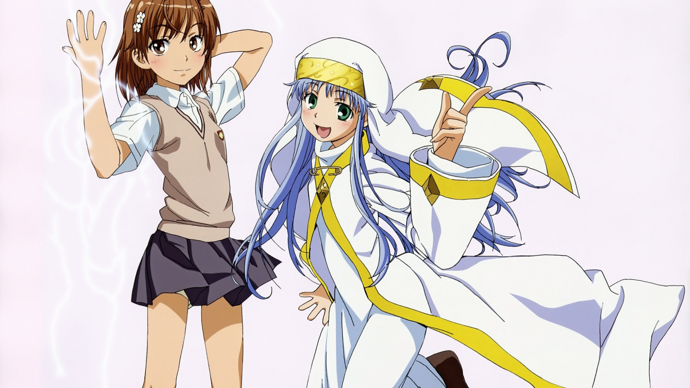 2 Girl Anime Characters Illustration. Wallpaper in 1366x768 Resolution