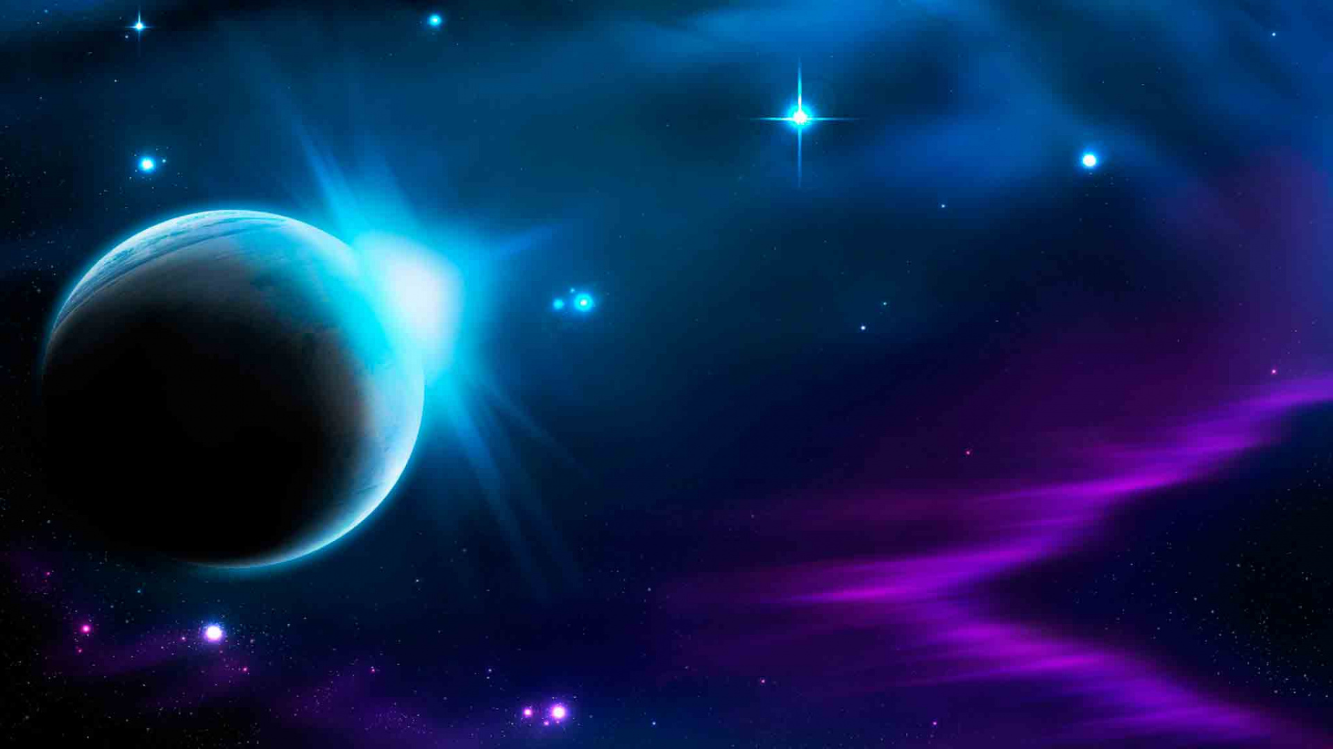 Ilustración de Galaxia Púrpura y Azul. Wallpaper in 1920x1080 Resolution