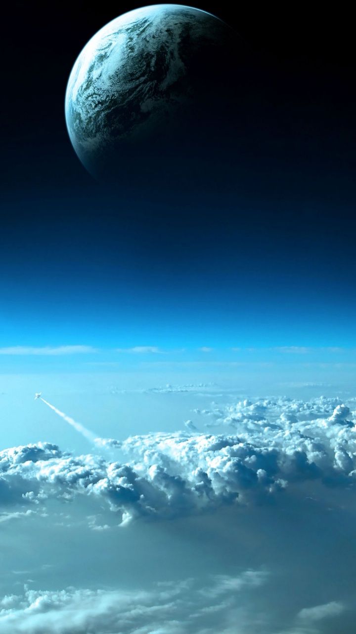 Pleine Lune Sur Des Nuages Blancs. Wallpaper in 720x1280 Resolution