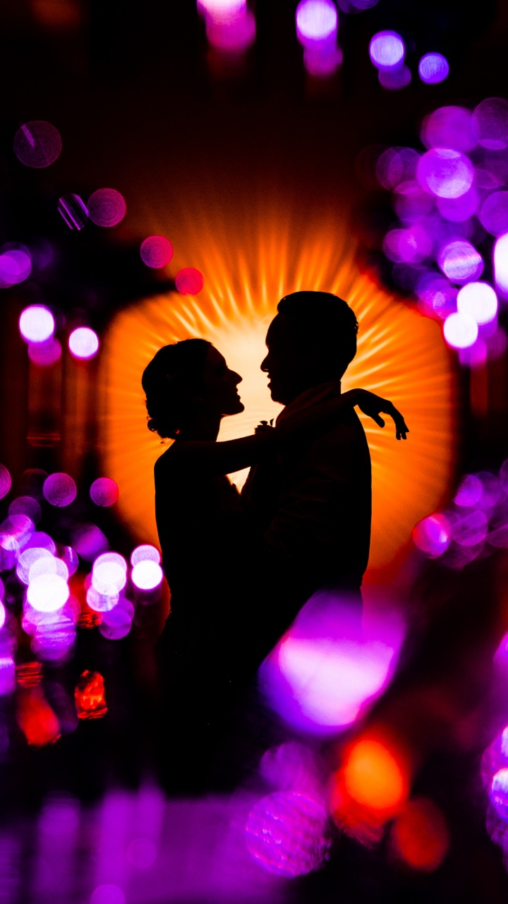 Romance, Hug, Purple, Violet, Light. Wallpaper in 720x1280 Resolution