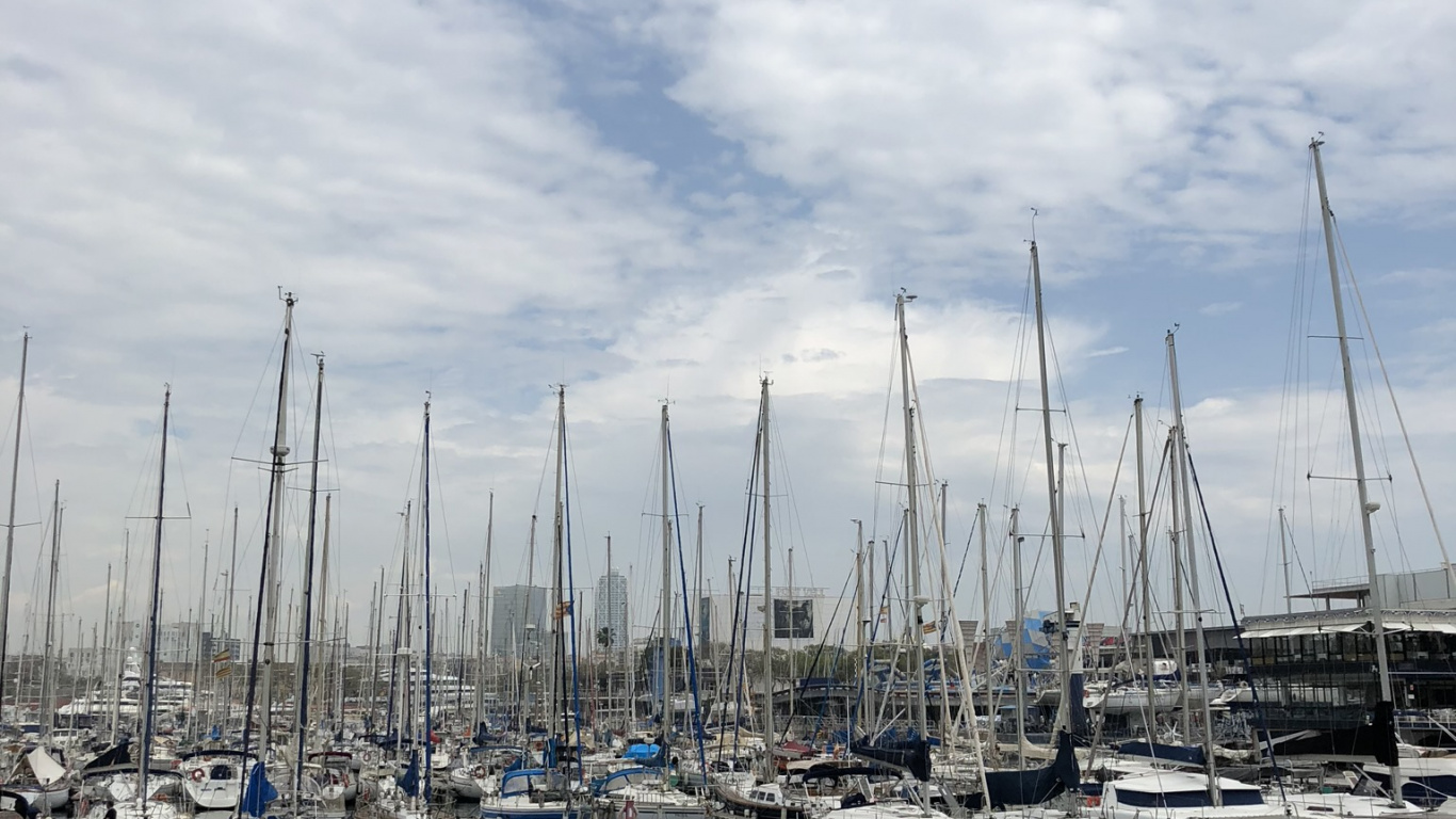 Marina, Agua, Barco, Velero, Mástil. Wallpaper in 1366x768 Resolution