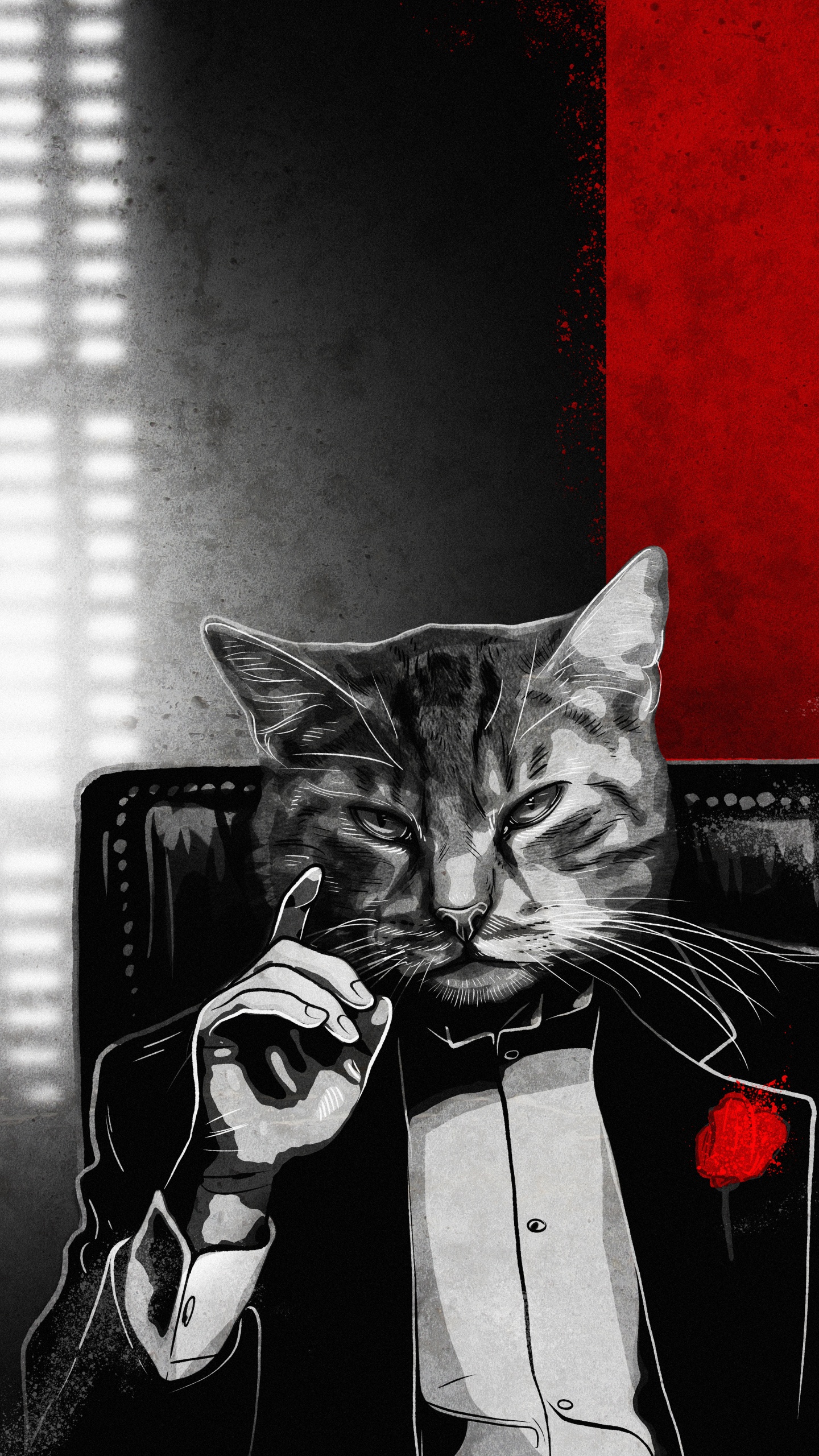 Chat, Parrain, Michel Corleone, Vito Corleone, Chat en Costume. Wallpaper in 1440x2560 Resolution