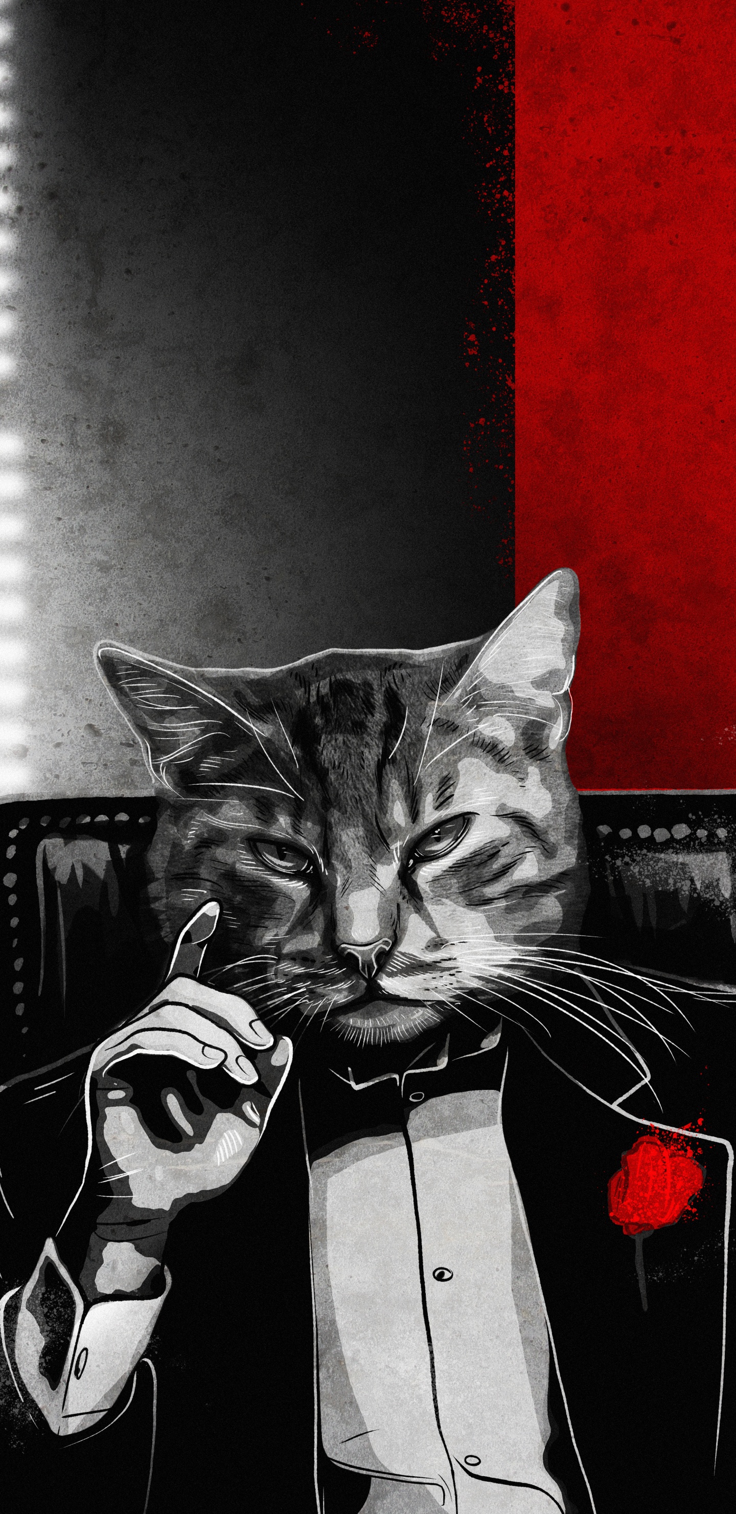 Gato, Padrino, Miguel Corleone, Vito Corleone, Gato en Traje. Wallpaper in 1440x2960 Resolution