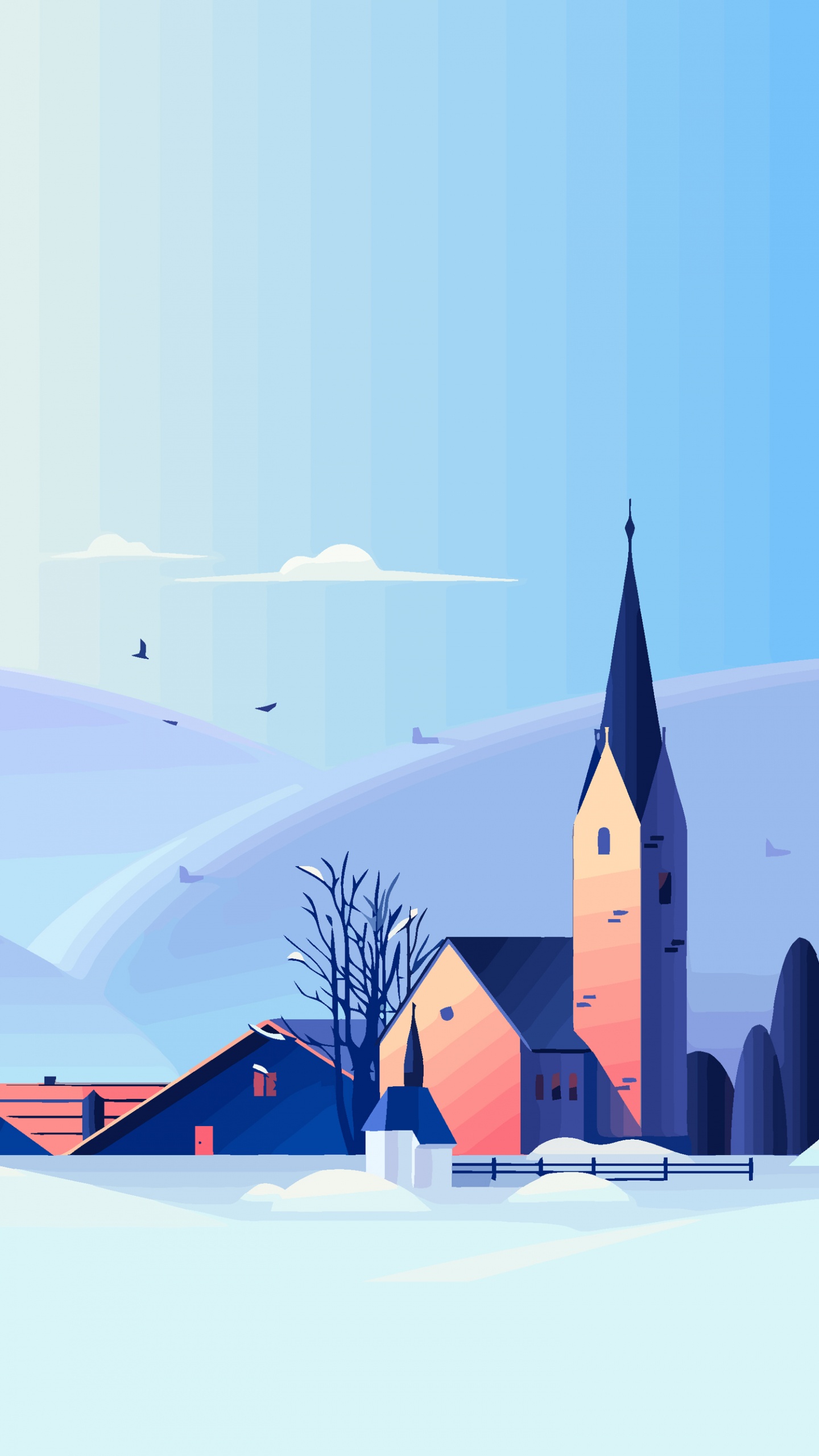 Ilustración, Edificio, Torre, Ventana, Pendiente. Wallpaper in 1440x2560 Resolution