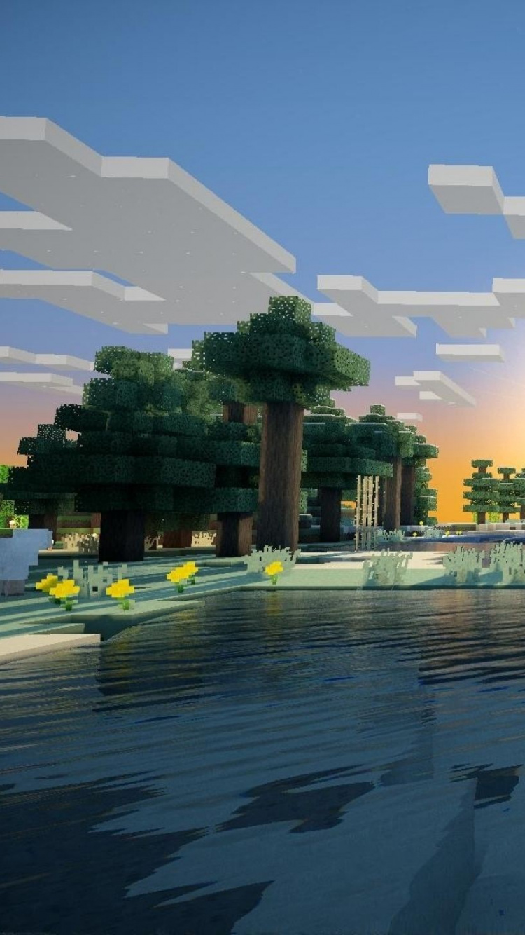 Minecraft, Reflexión, Agua, Arquitectura, Reflejo de la Piscina. Wallpaper in 750x1334 Resolution
