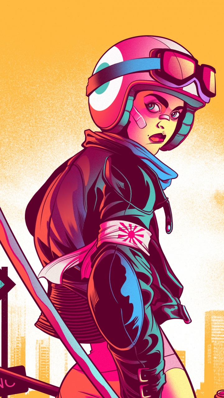 Femme en Robe Rouge et Noire Tenant un Parapluie Violet Illustration. Wallpaper in 720x1280 Resolution