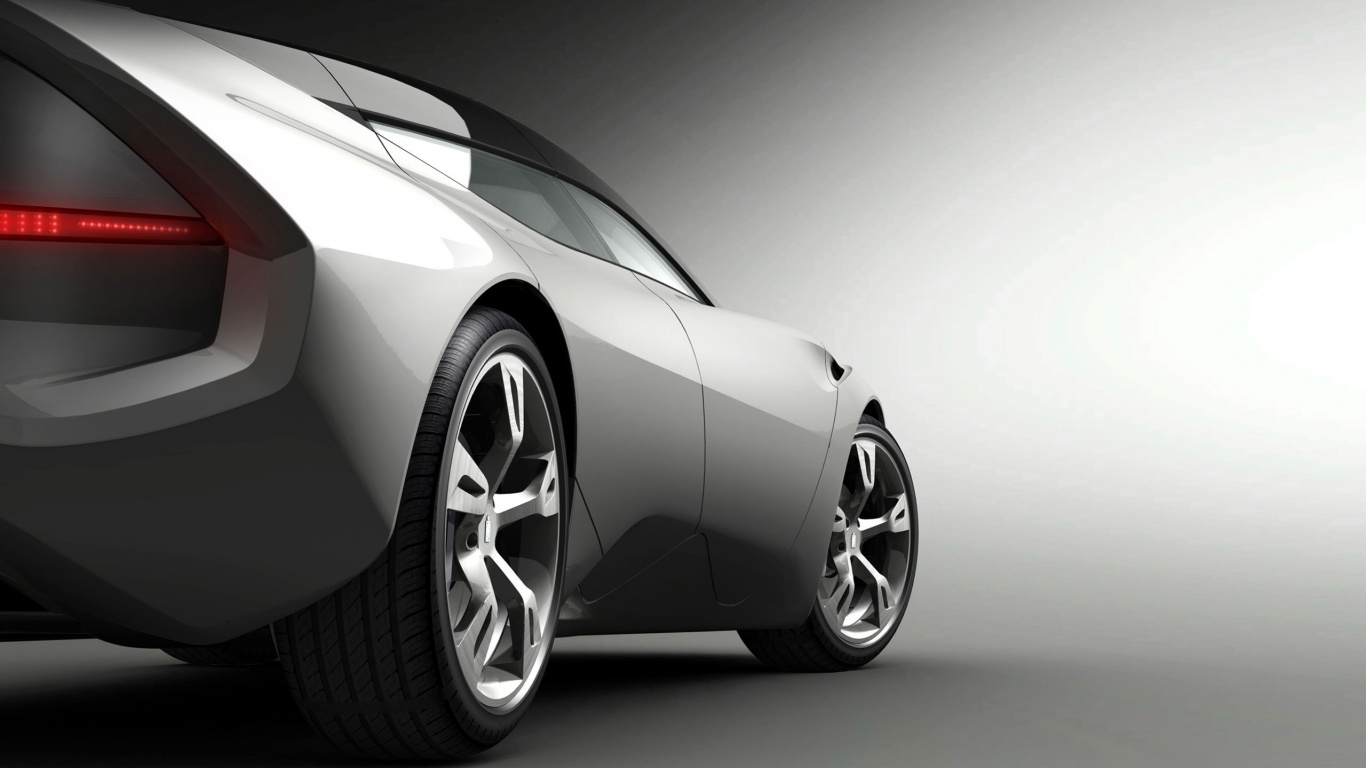 Silver Mercedes Benz Coupe in a White Room. Wallpaper in 1366x768 Resolution