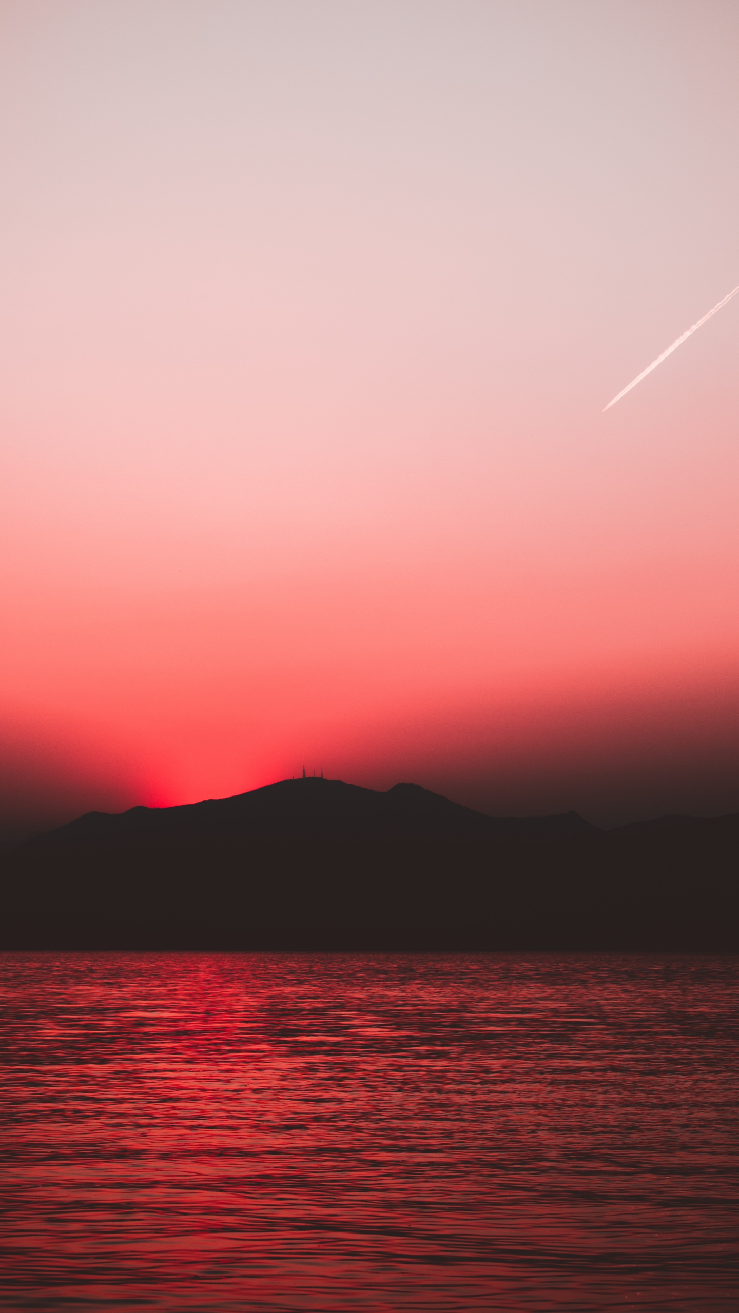 Horizon, Afterglow, Red, Sunset, Sea. Wallpaper in 1440x2560 Resolution