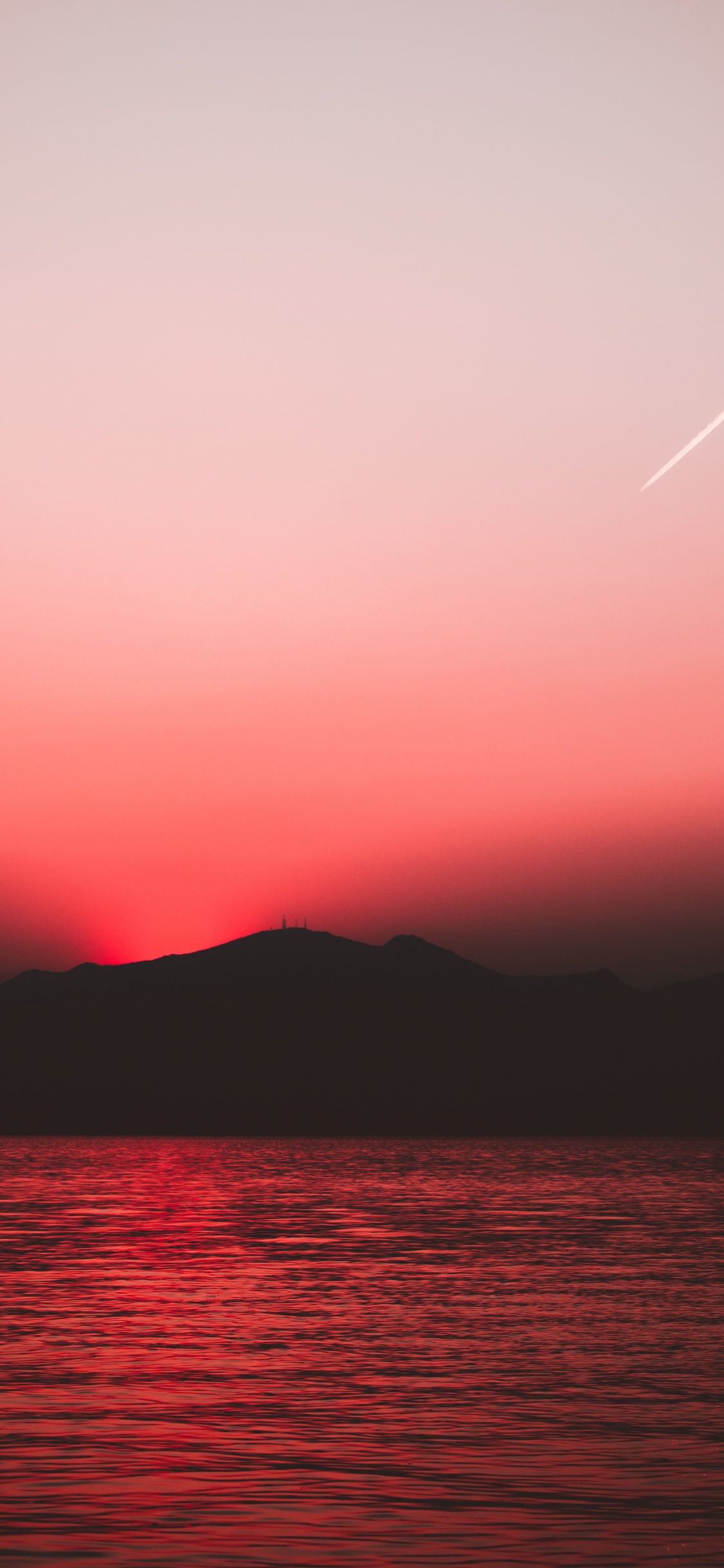 地平线, 余辉, 红色的, 日落, 大海 壁纸 1125x2436 允许