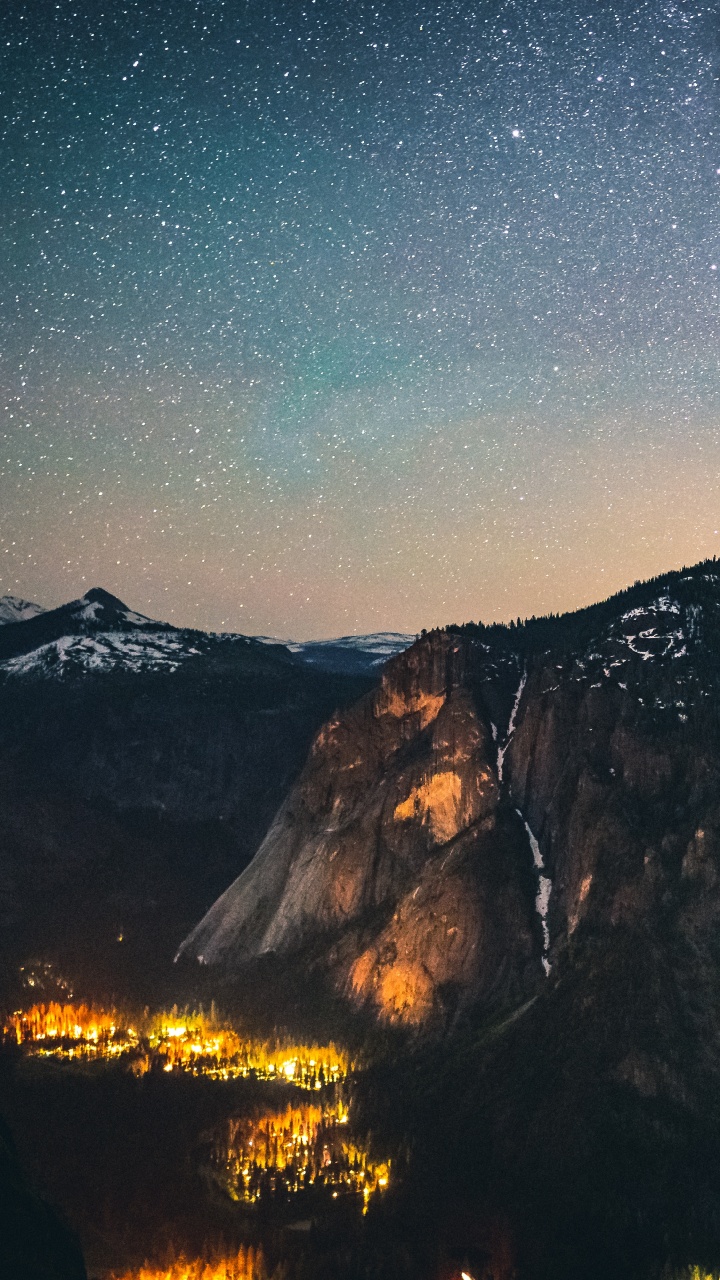 Star, Mountain, Nature, Mountainous Landforms, Night. Wallpaper in 720x1280 Resolution