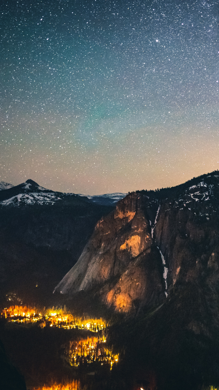 Star, Mountain, Nature, Mountainous Landforms, Night. Wallpaper in 750x1334 Resolution